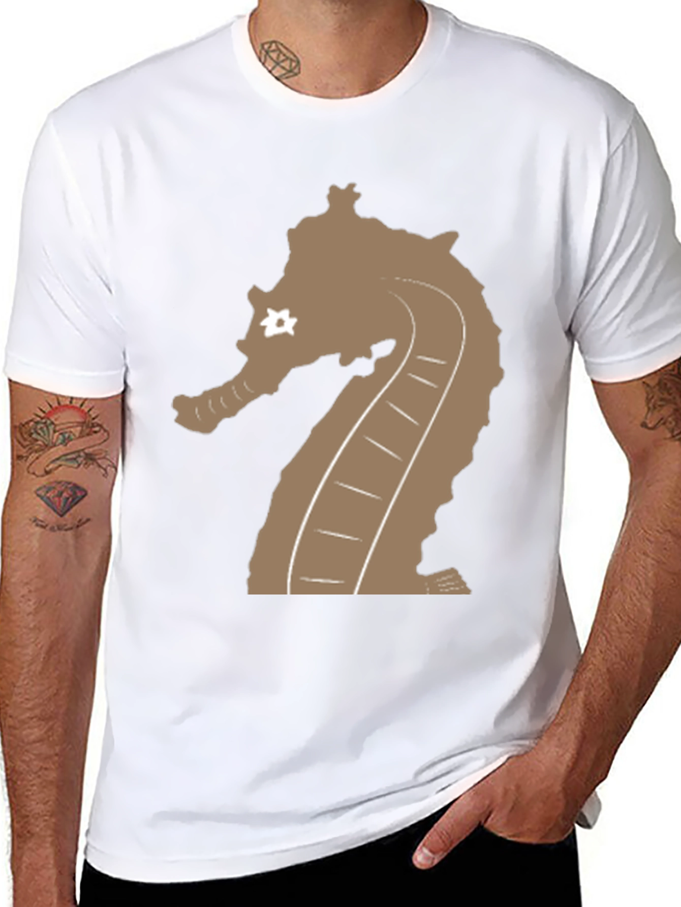 Black Black T-Shirt with Seahorse Graphic view 8