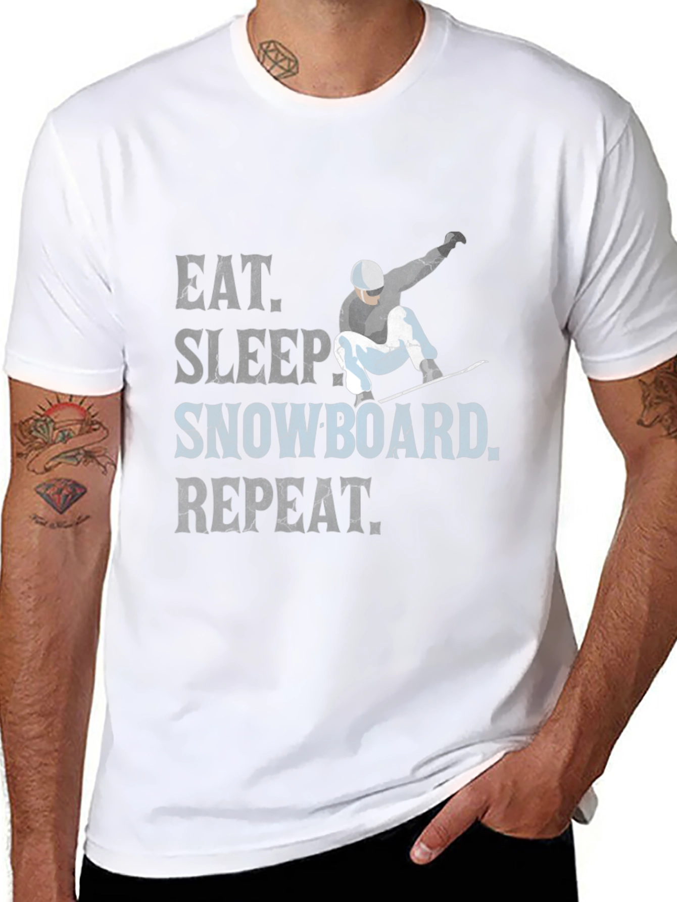 Black Eat Sleep Snowboard Repeat T-Shirt view 8