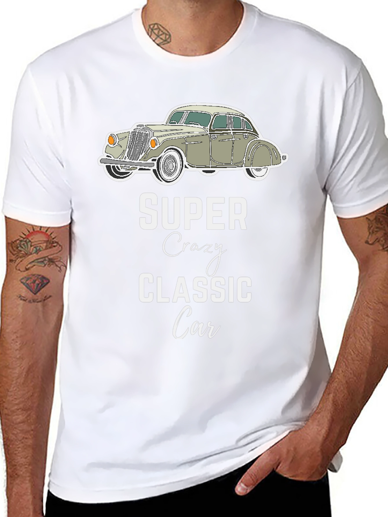 Black Super Crazy Classic Car T-Shirt view 8