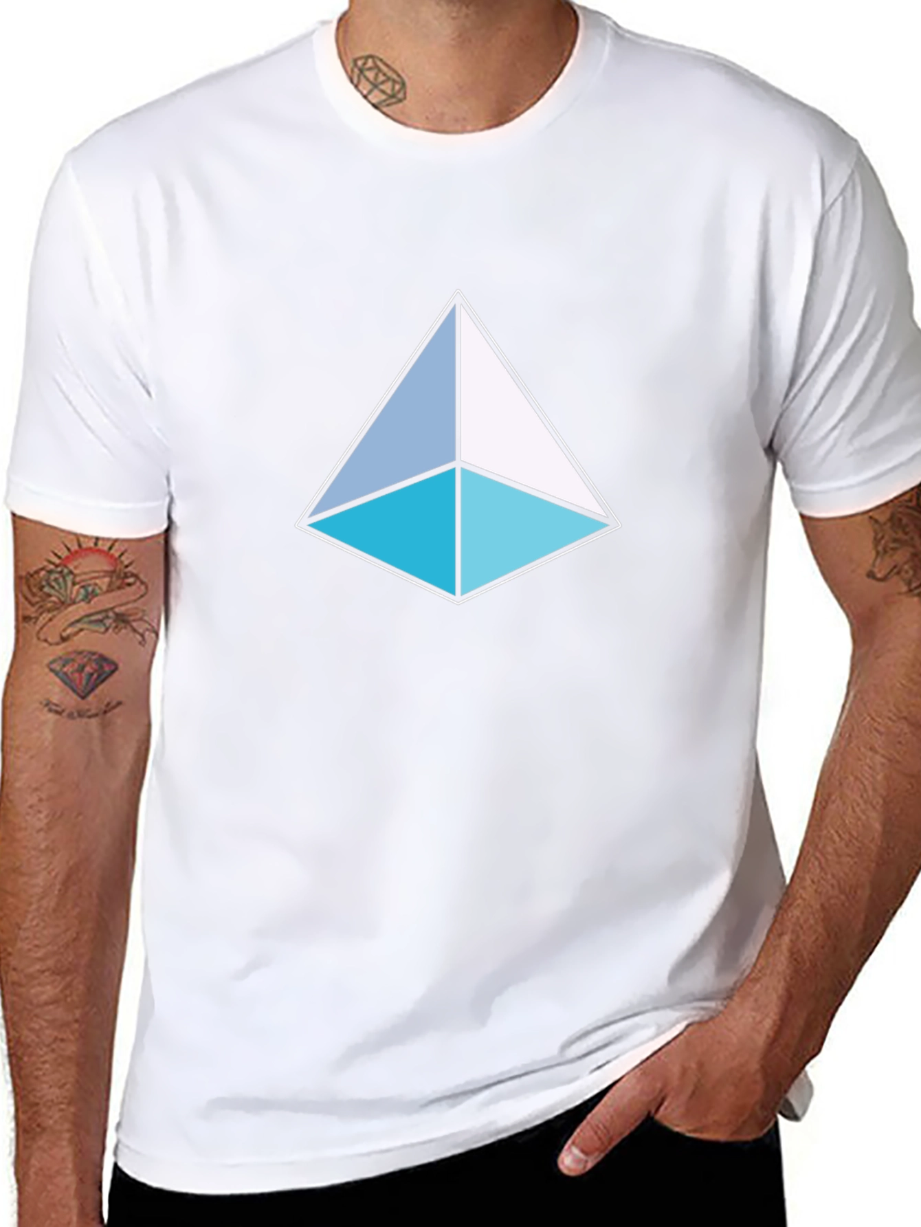 Black Geometric Triangle T-Shirt - Modern Design view 8