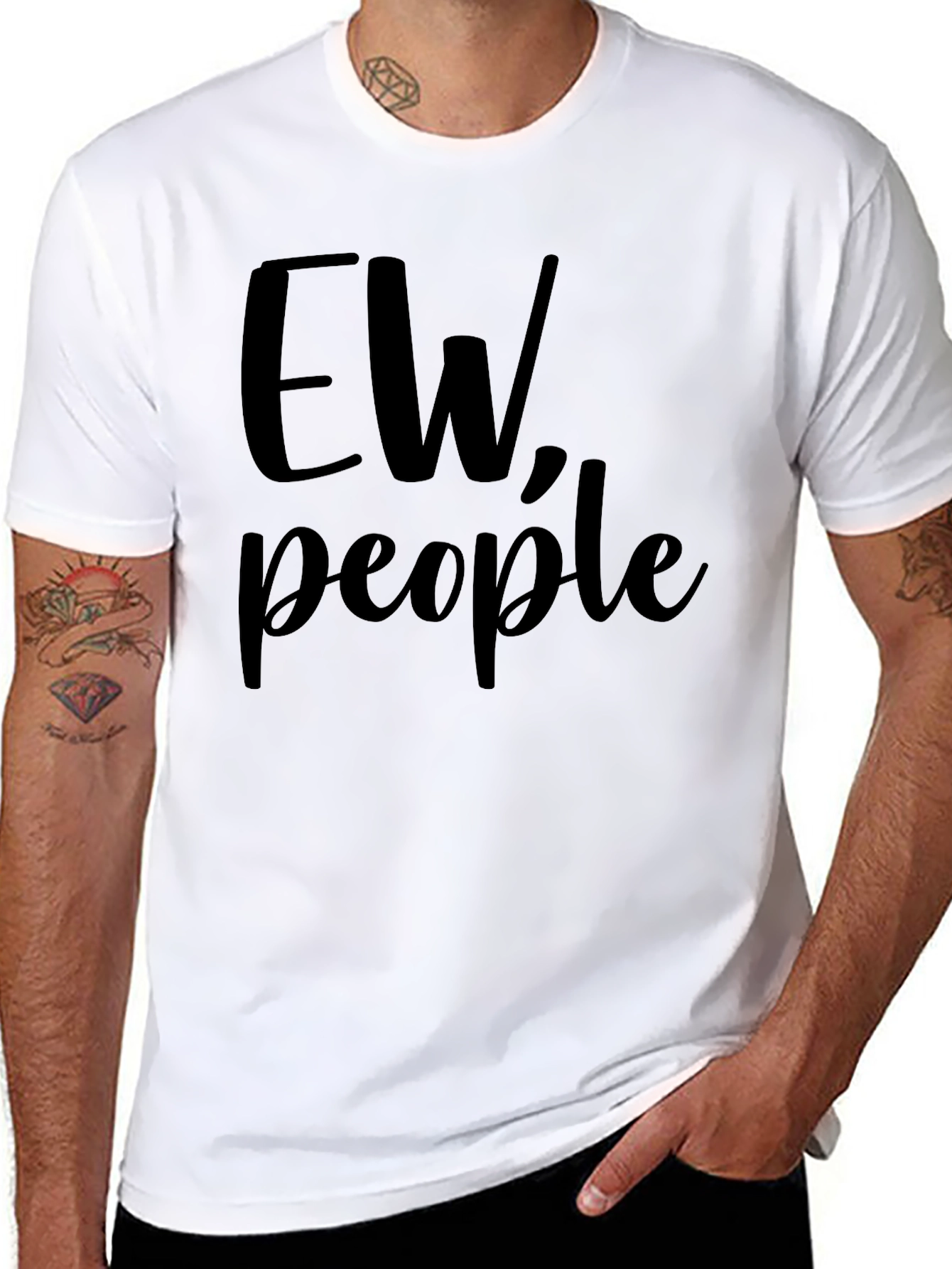 Black Ew, People T-Shirt - Funny Sarcastic Tee view 8