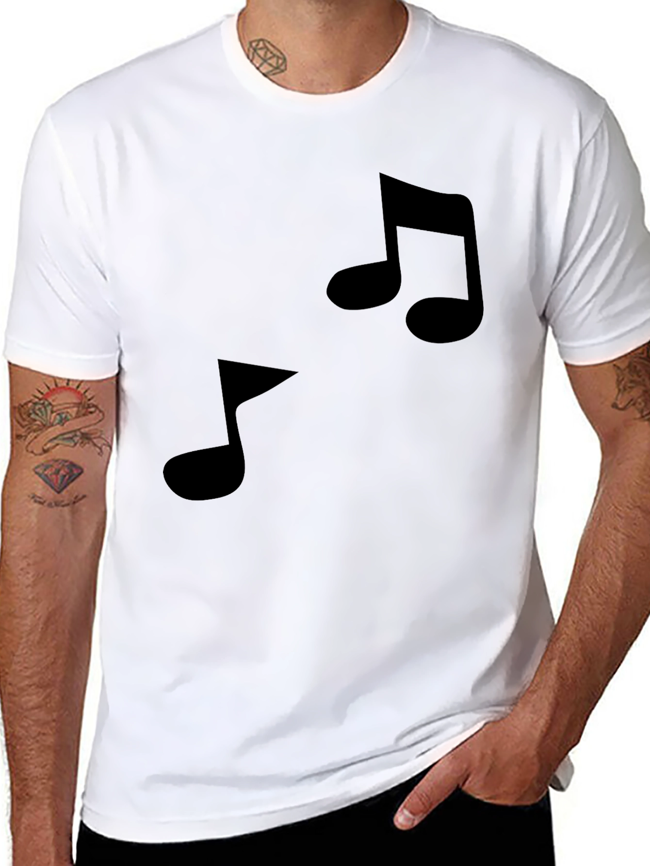 Black Musical Note Graphic Tee - Black Cotton Comfort view 8