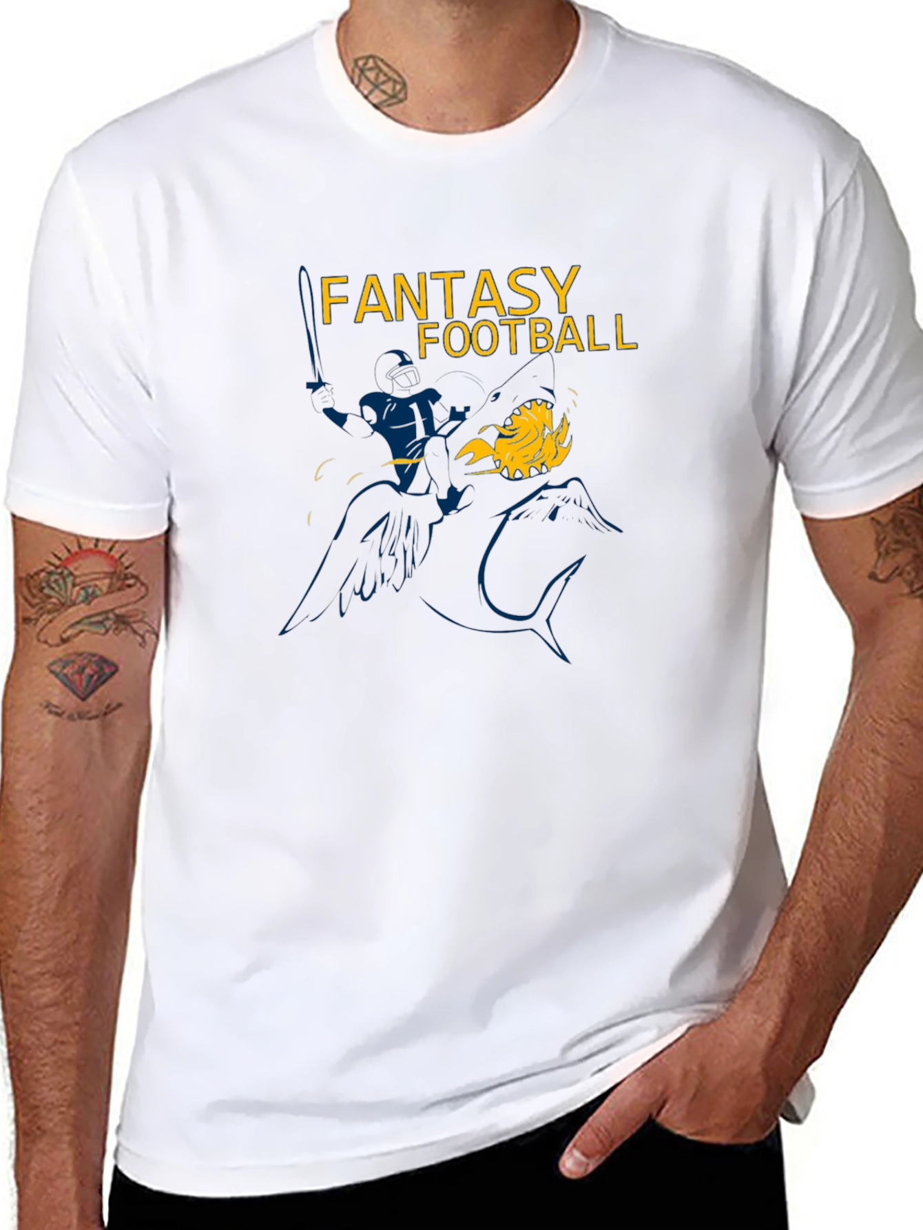 Black Fantasy Football Black Graphic Tee for Men view 8