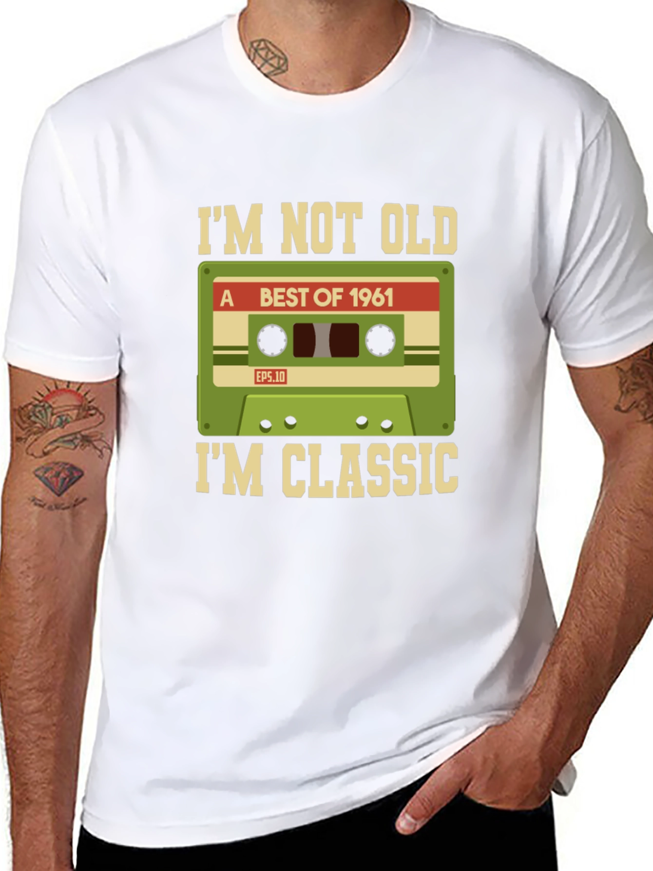 Black I'm Not Old, I'm Classic 1961 Cassette Tape T-Shirt view 8