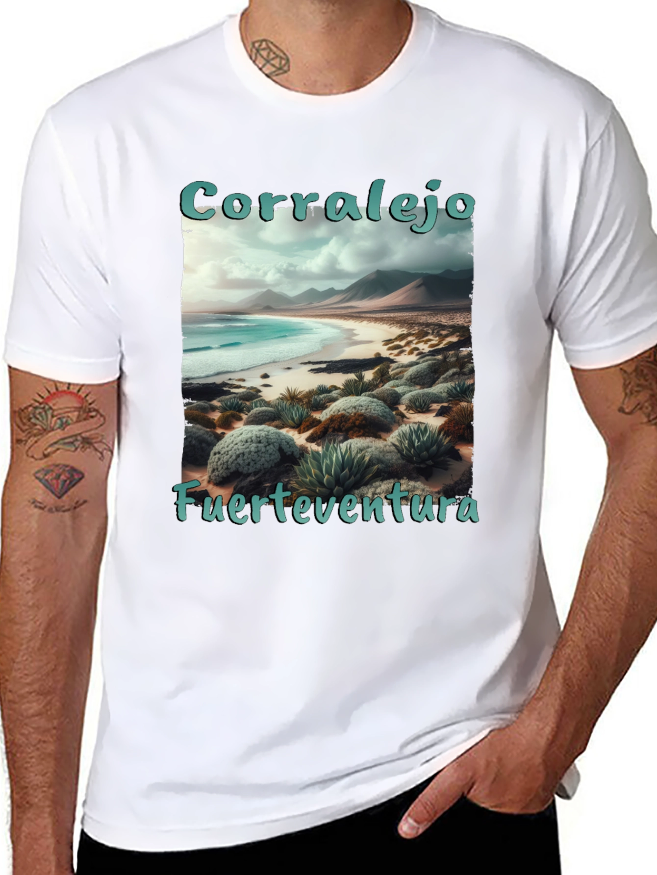 Black Corralejo Fuerteventura Beach T-Shirt view 8