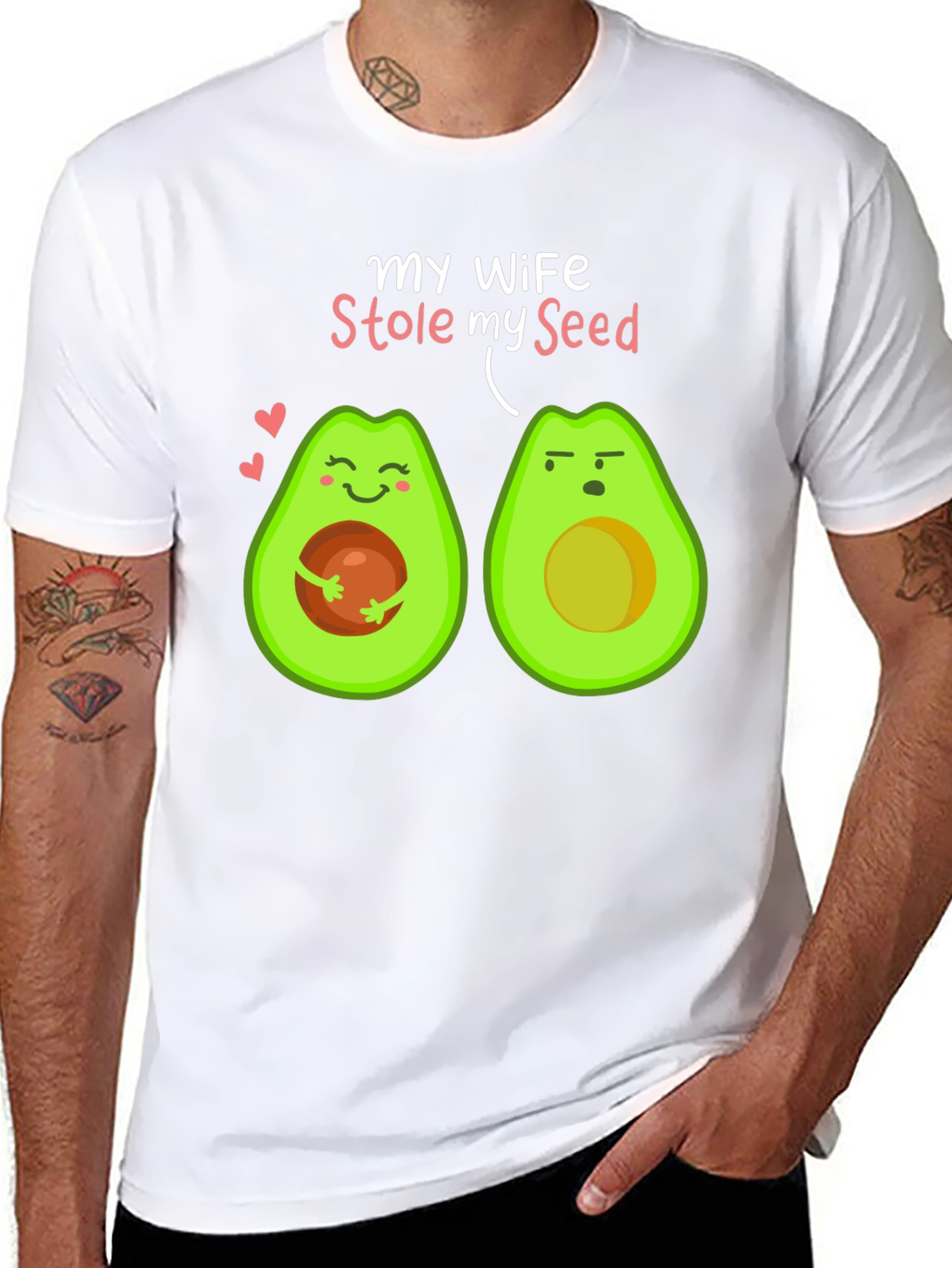 Black Funny Avocado Couple T-Shirt - My Wife Stole My Seed view 8