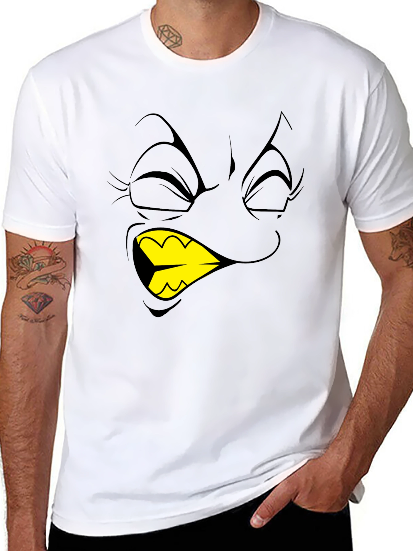 Black Cartoon Face Graphic T-Shirt - Black view 8