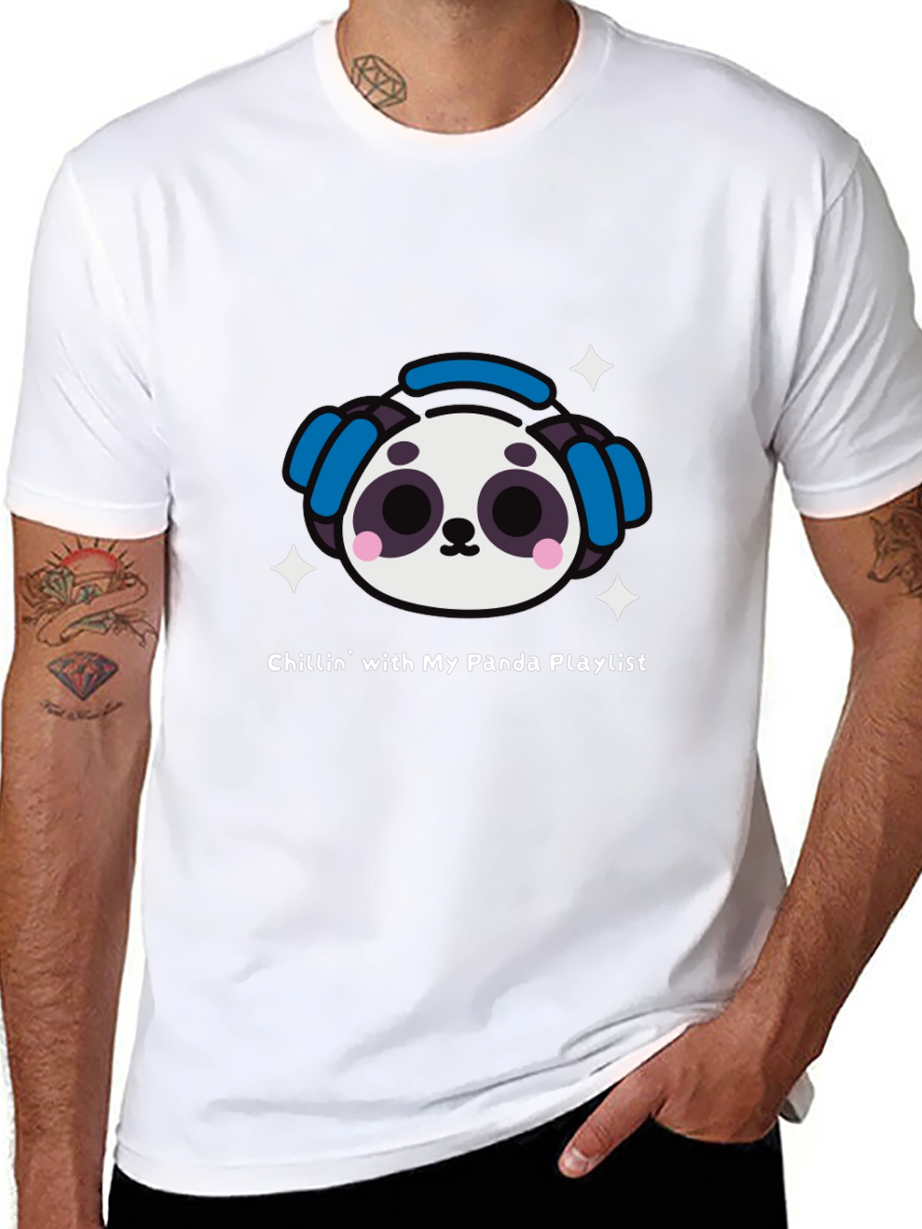 Black Panda Playlist T-Shirt - Chill Vibes view 8