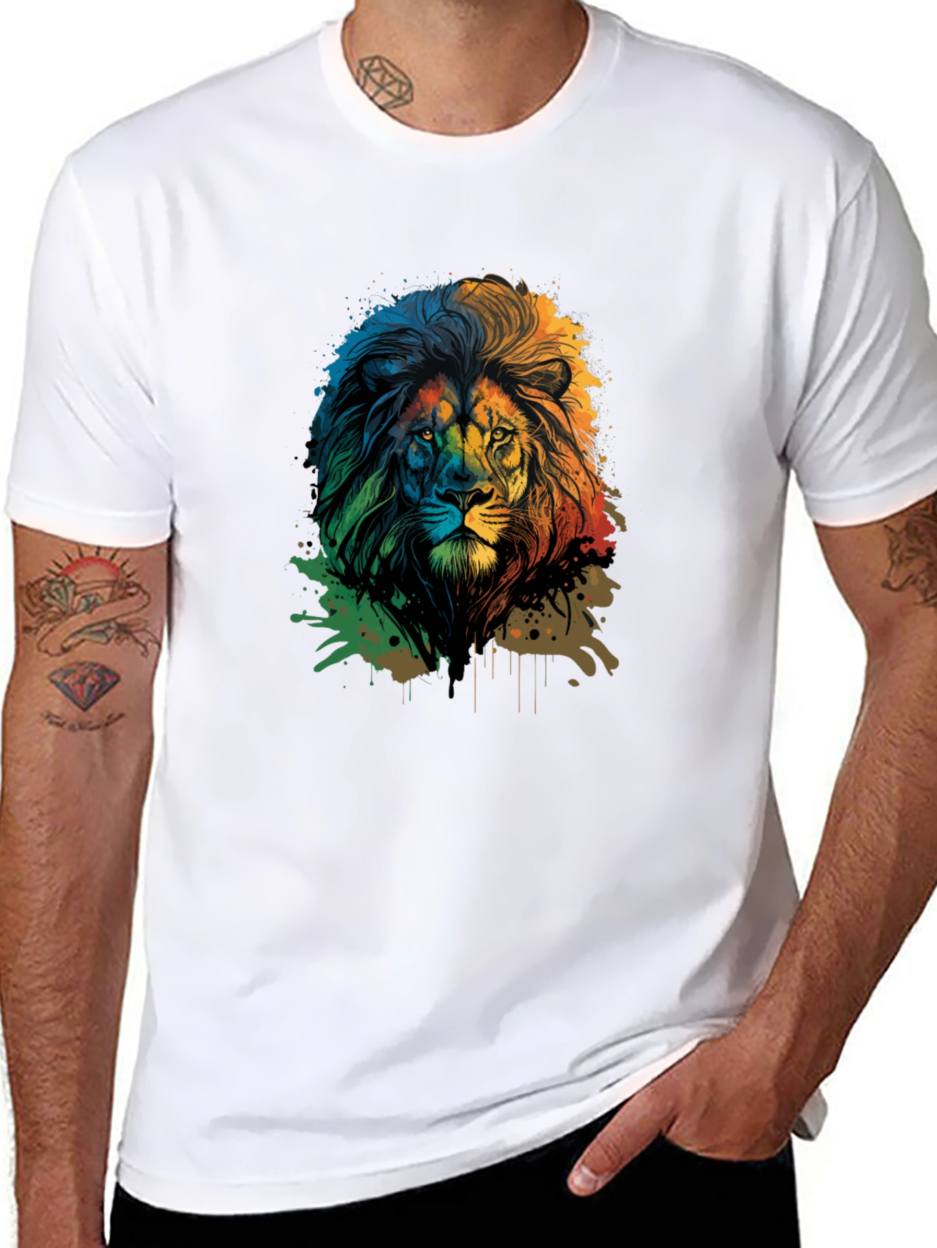 Black Lion Graphic Print Black Tee view 8