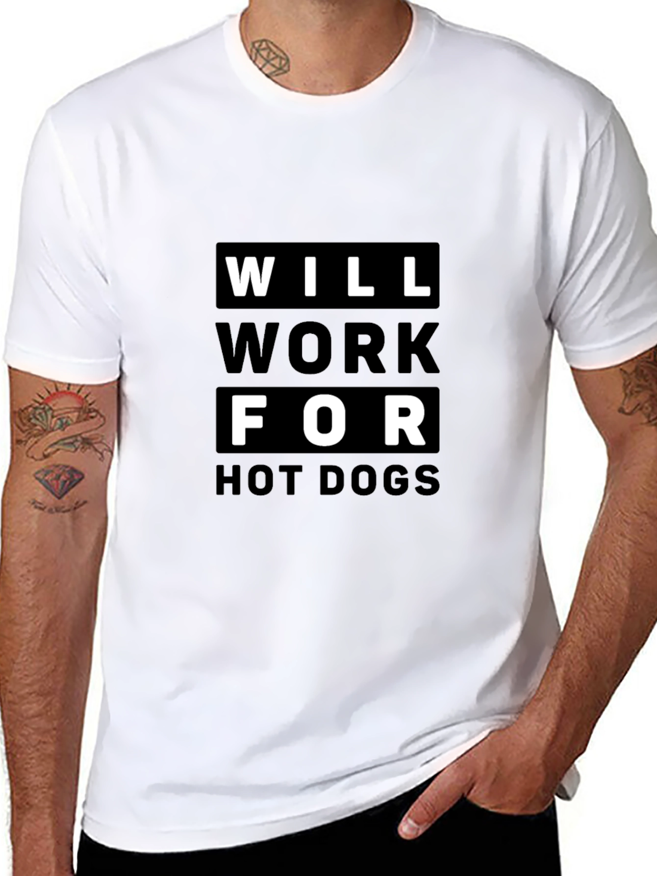Black Will Work For Hot Dogs Graphic T-Shirt view 8