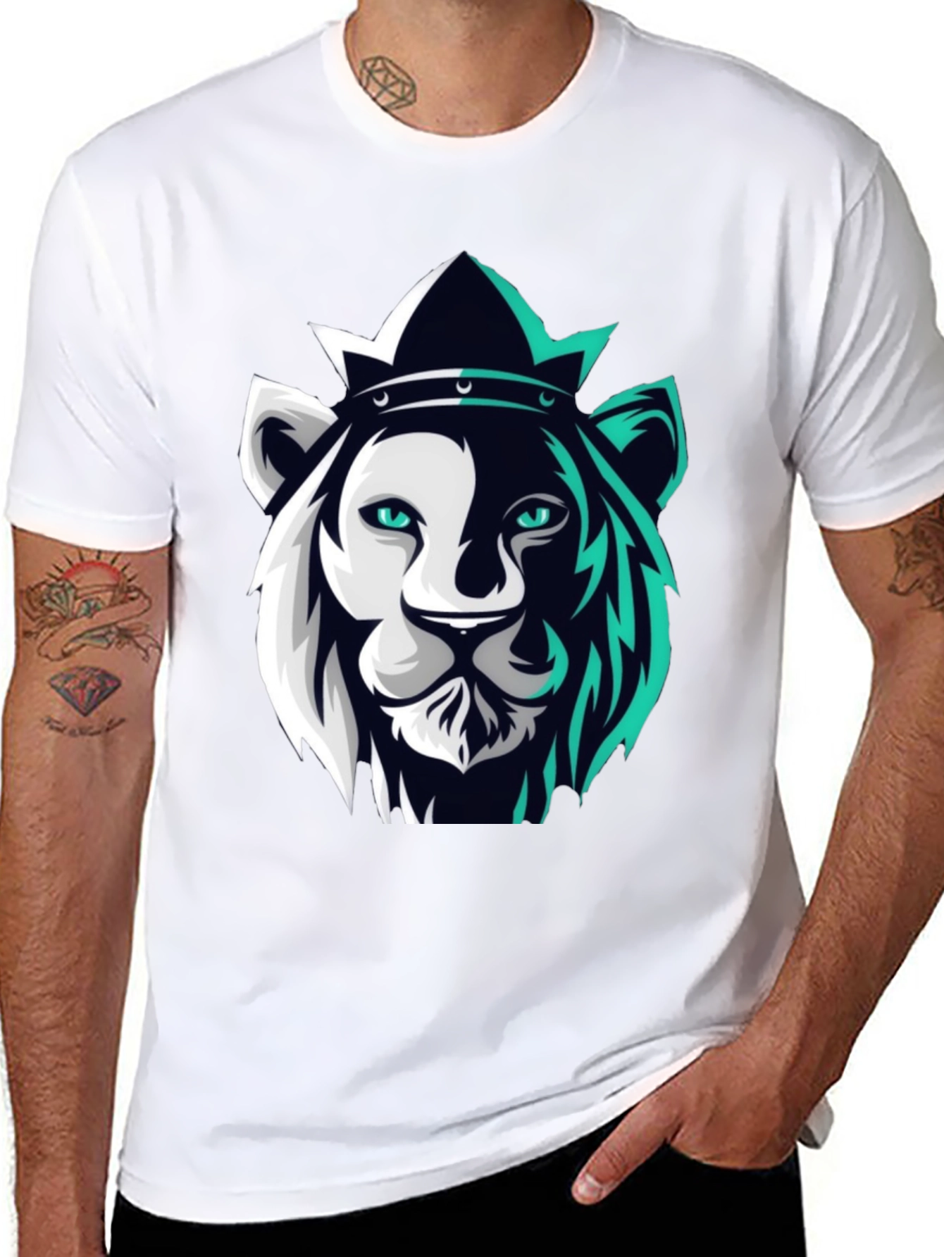 Black Lion King Graphic Tee - Modern Black T-Shirt view 8