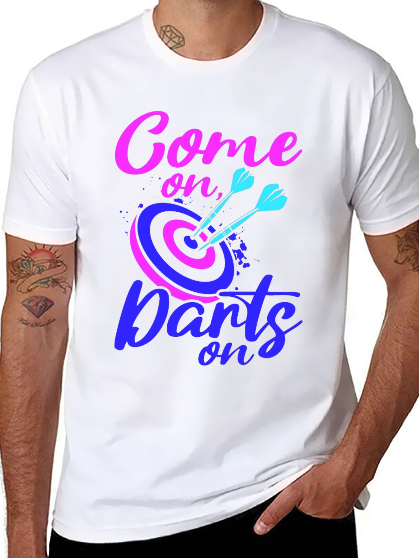 Black Come On Darts Graphic T-Shirt view 8