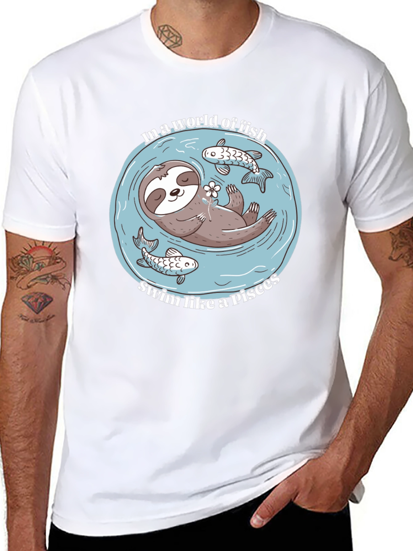 Black Sloth Pisces T-Shirt - In a World of Fish view 8