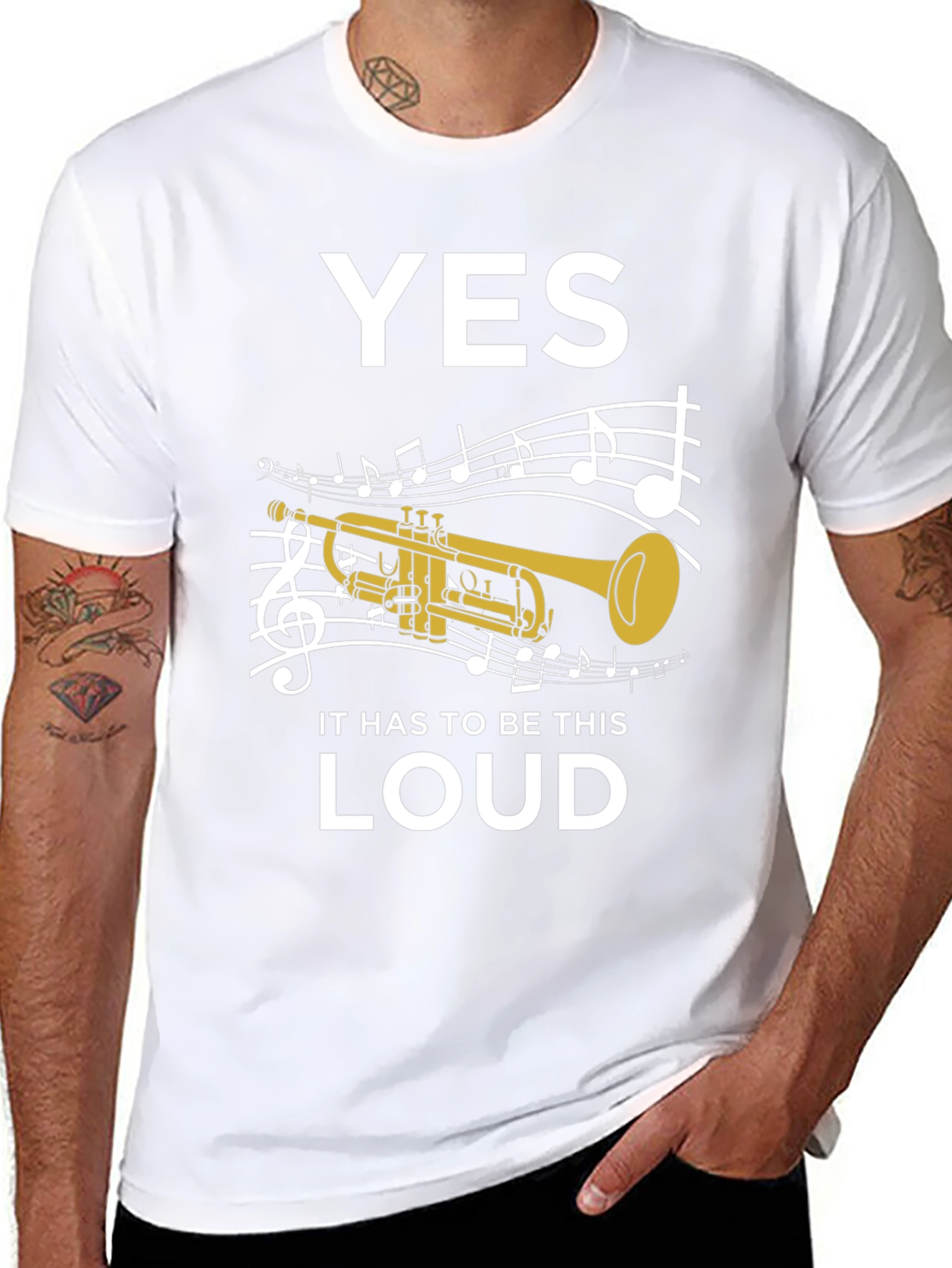 Black Funny Trumpet Musician Loud Music T-Shirt view 8
