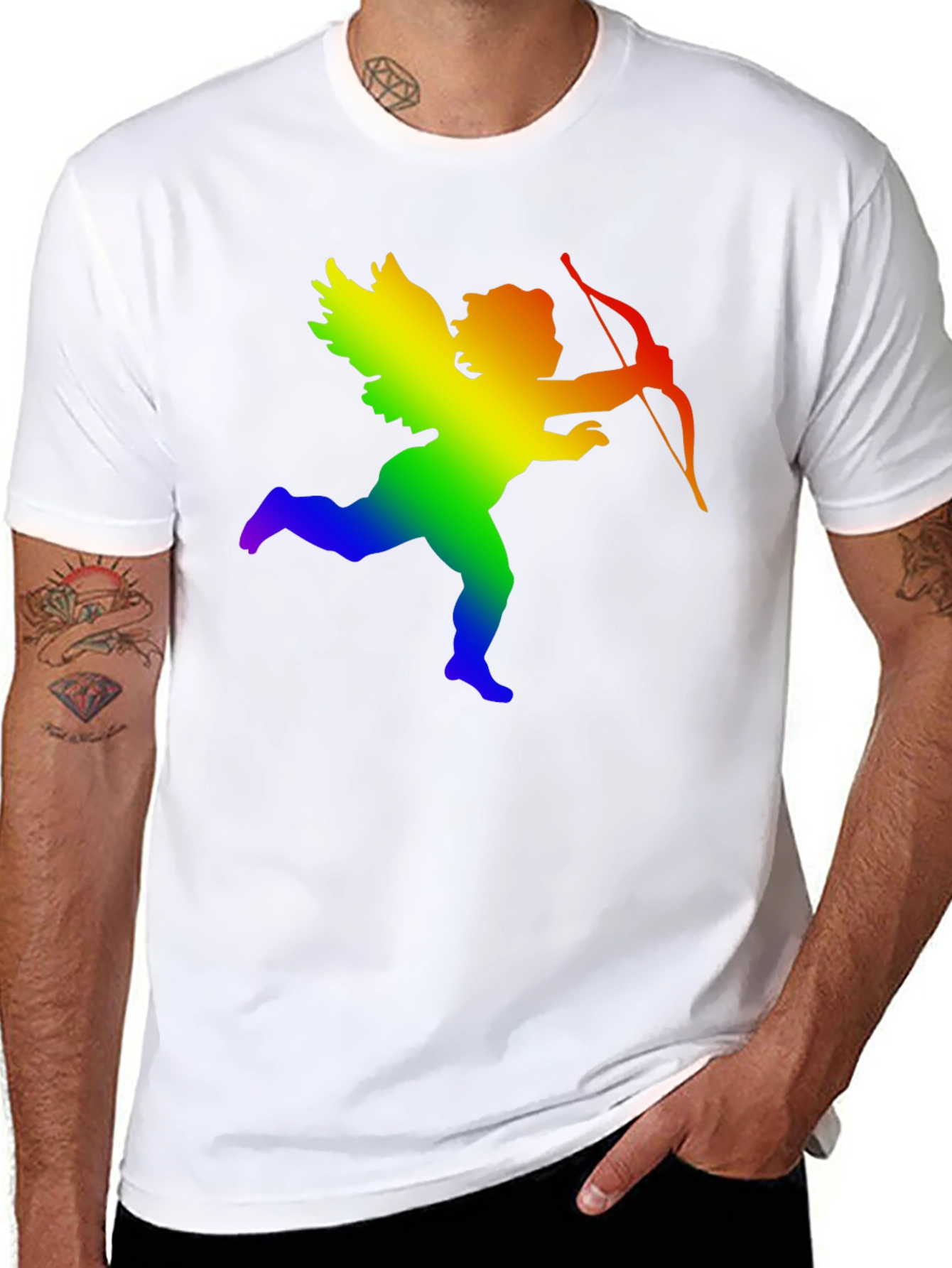 Black Rainbow Cupid Graphic Tee - Black view 8