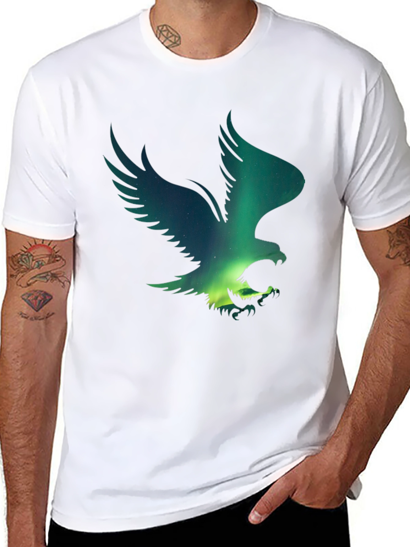Black Eagle Aurora Graphic T-Shirt view 8