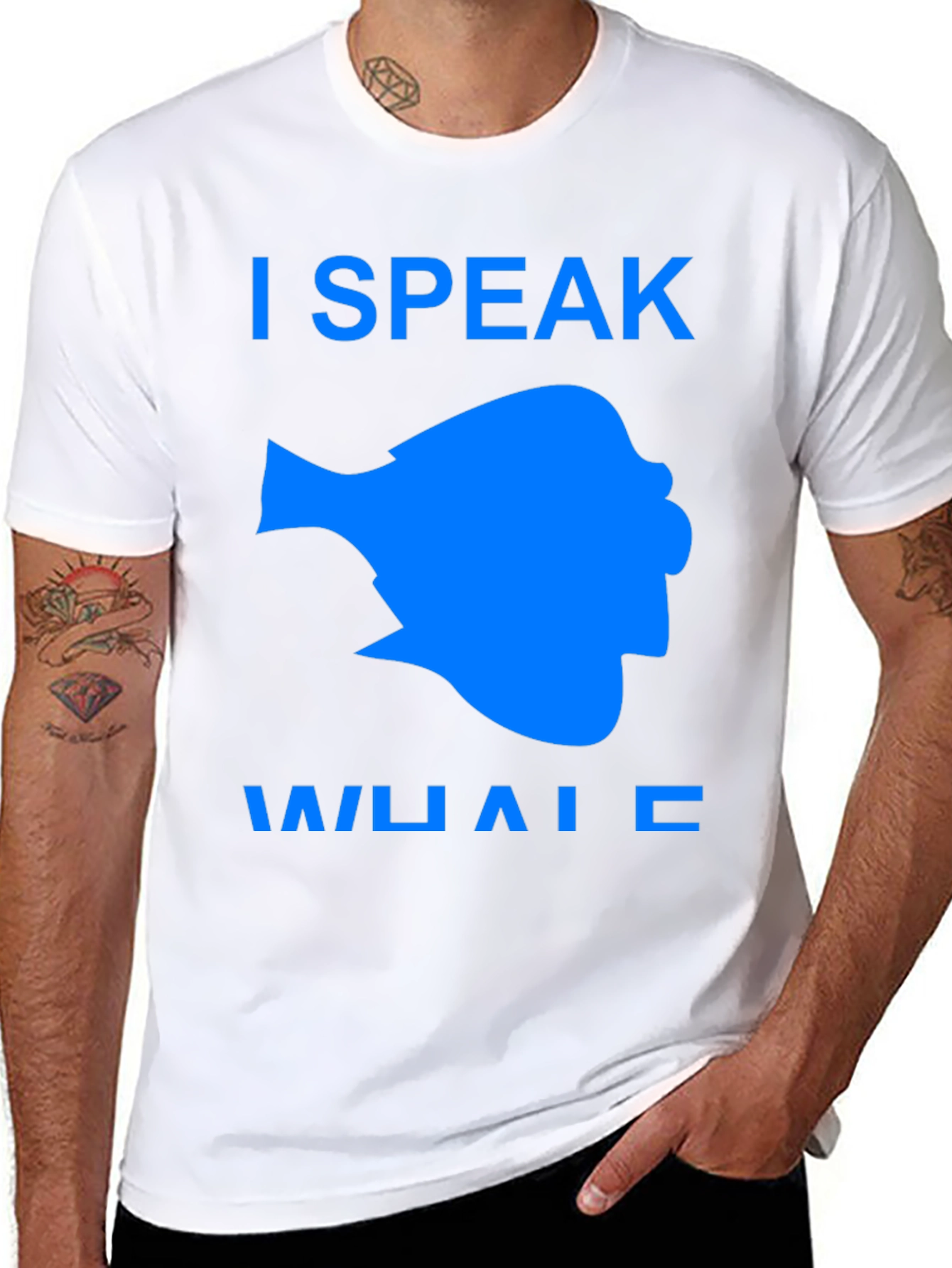 Black I Speak Whale Graphic T-Shirt view 8