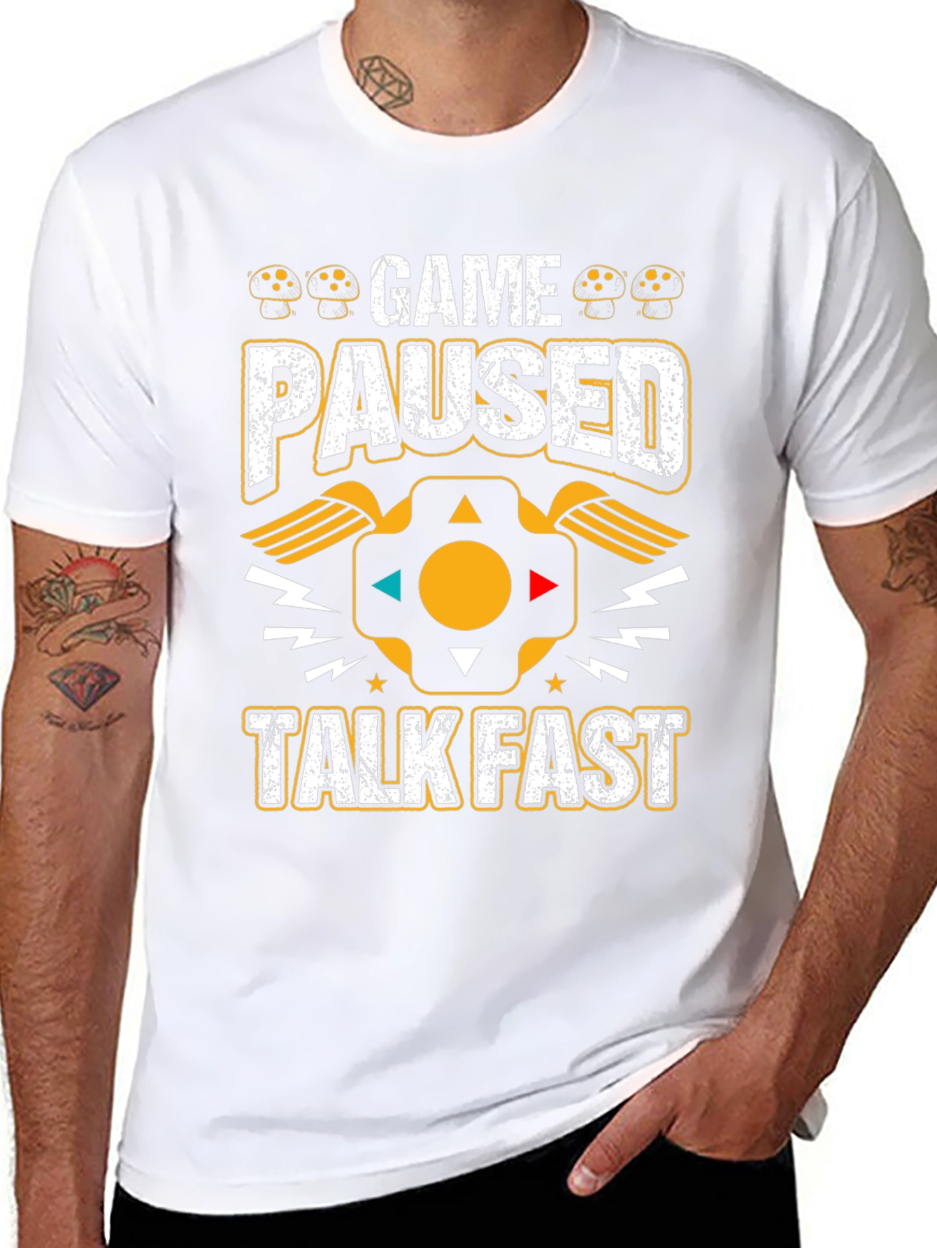 Black Game Paused Talk Fast T-Shirt view 8