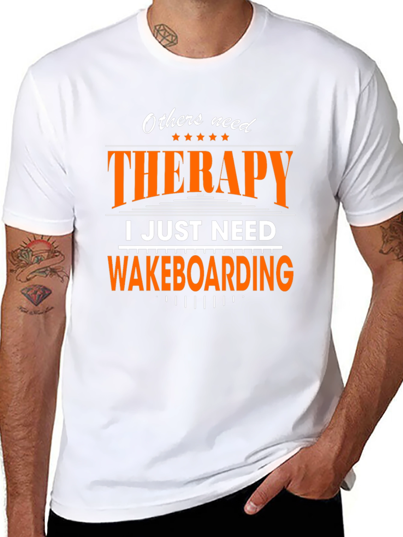 Black Wakeboarding Therapy T-Shirt - Funny Water Sports Tee view 8