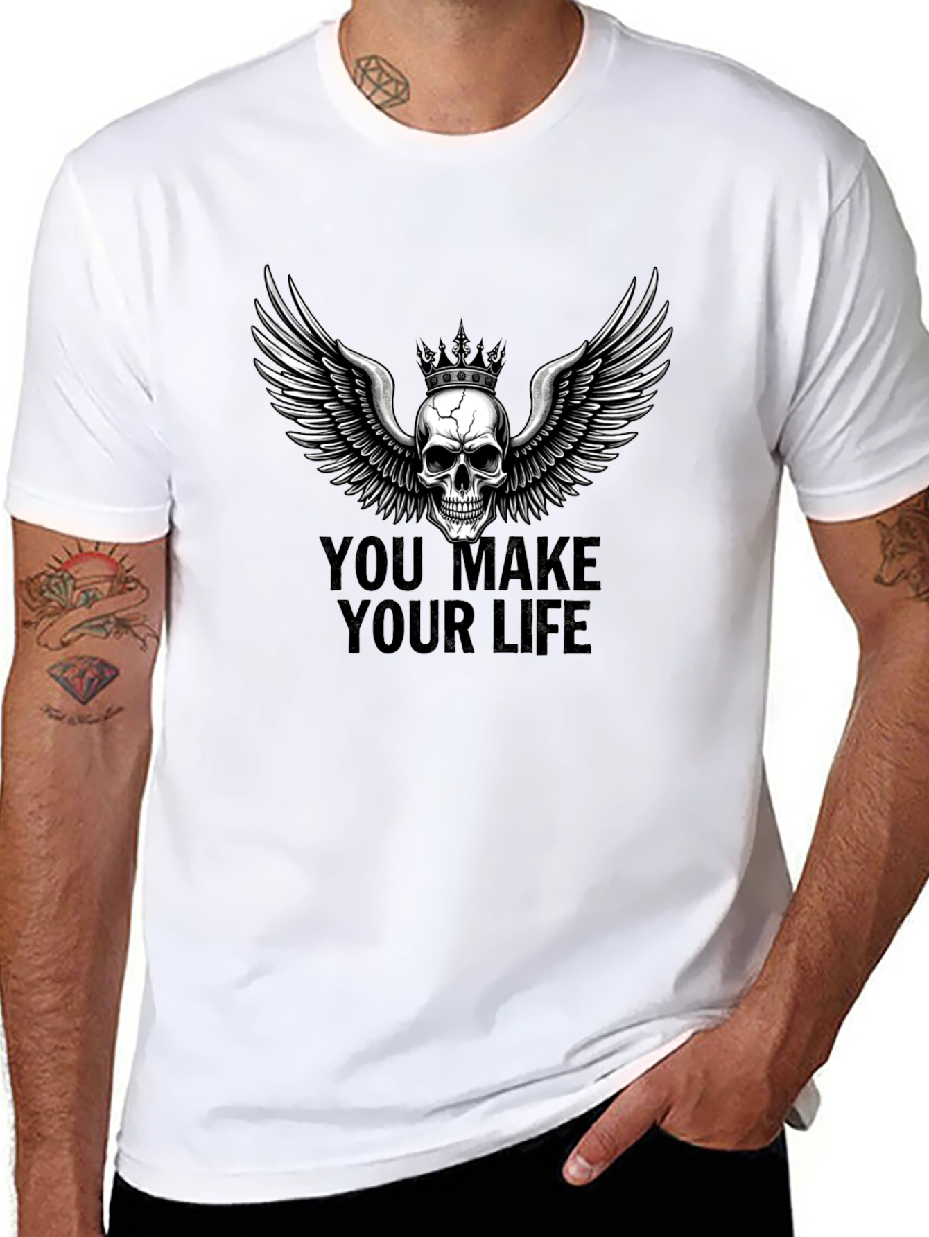 Black Skull Wings Graphic Tee - You Make Your Life view 8