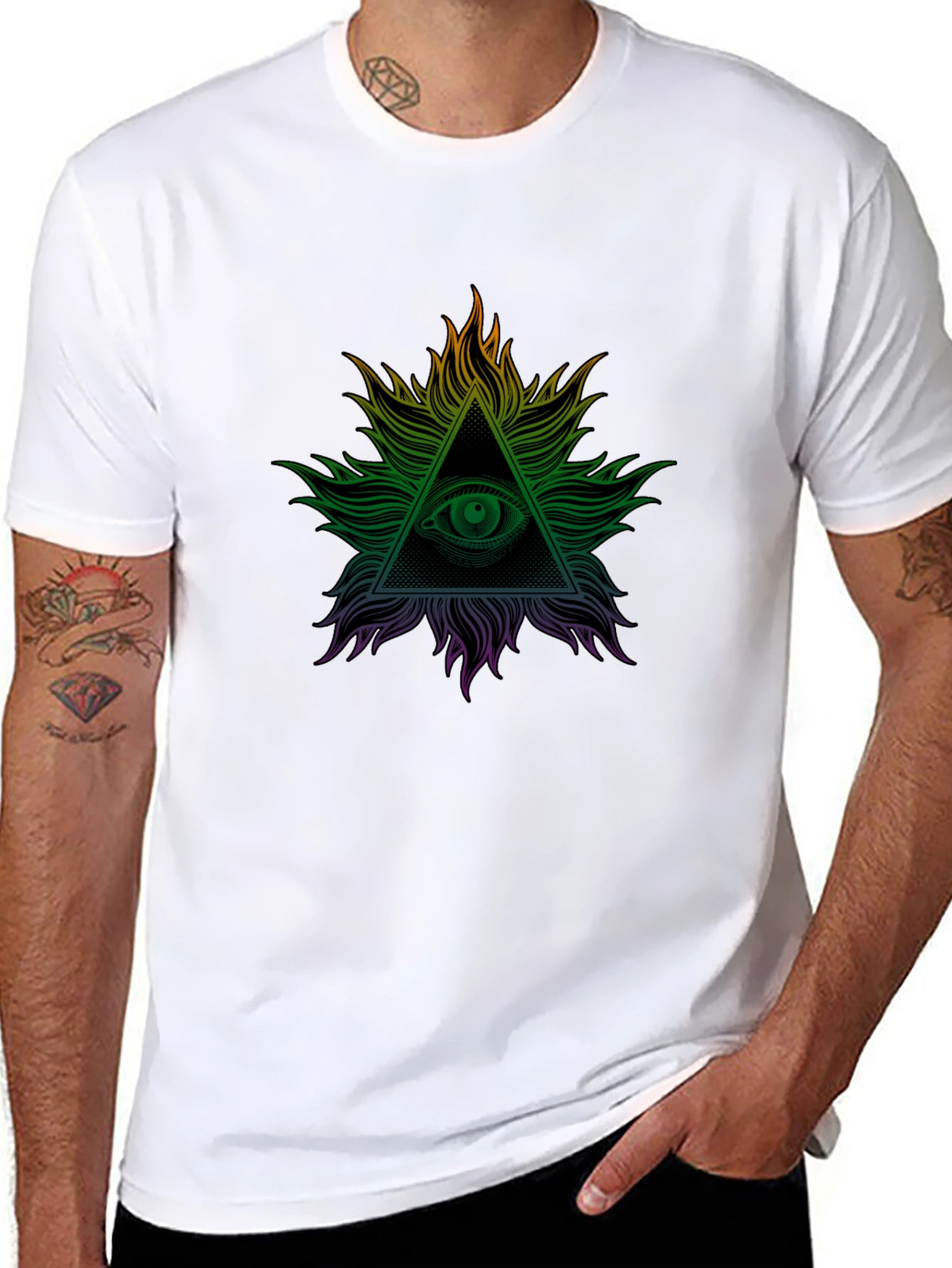 Black All Seeing Eye Graphic Tee - Illuminati Design view 8
