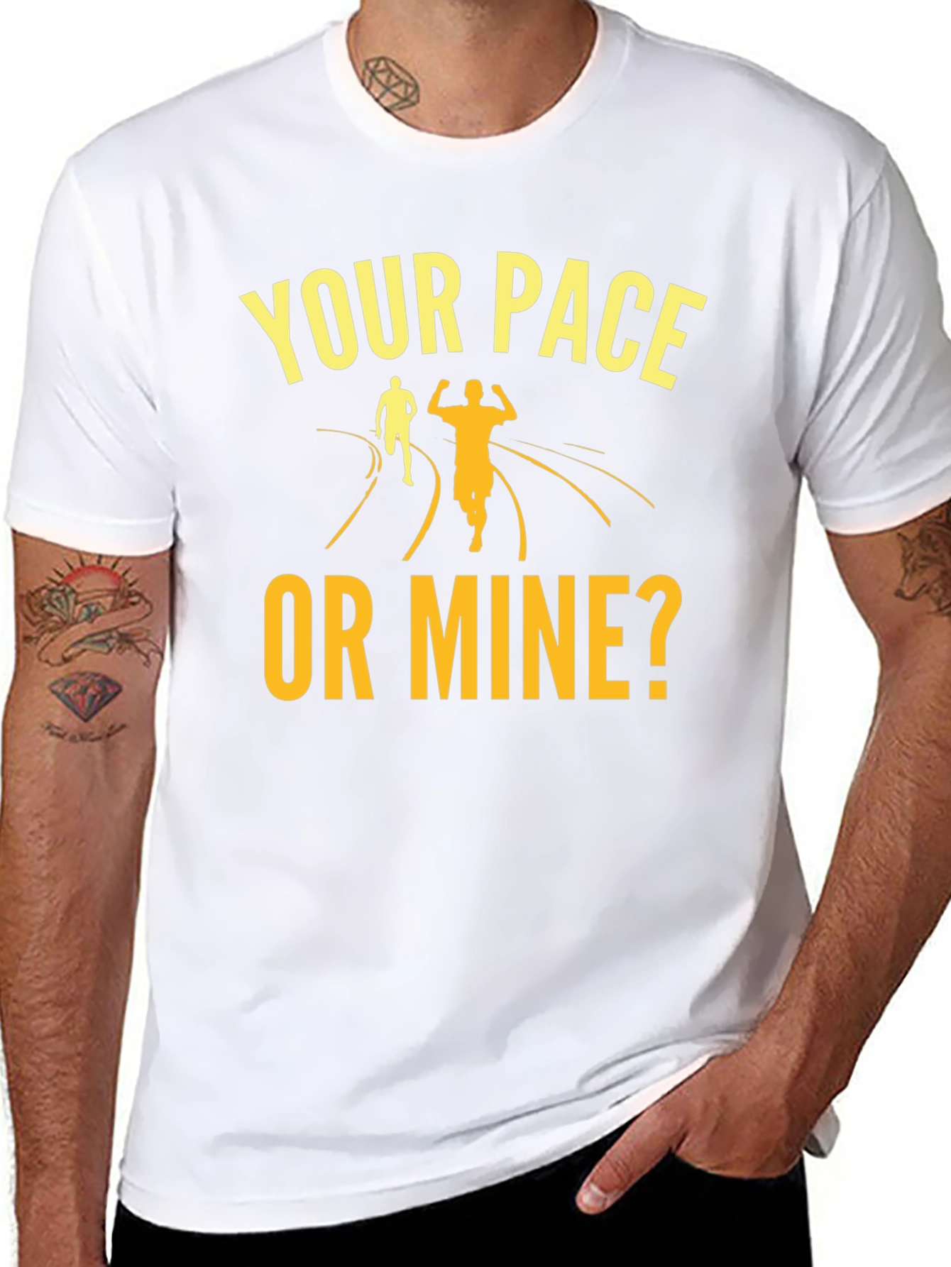 Your Pace Or Mine? Running Graphic Tee - 8