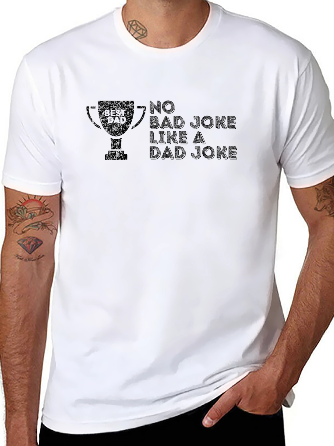 Black Best Dad Joke Trophy T-Shirt - Black view 8