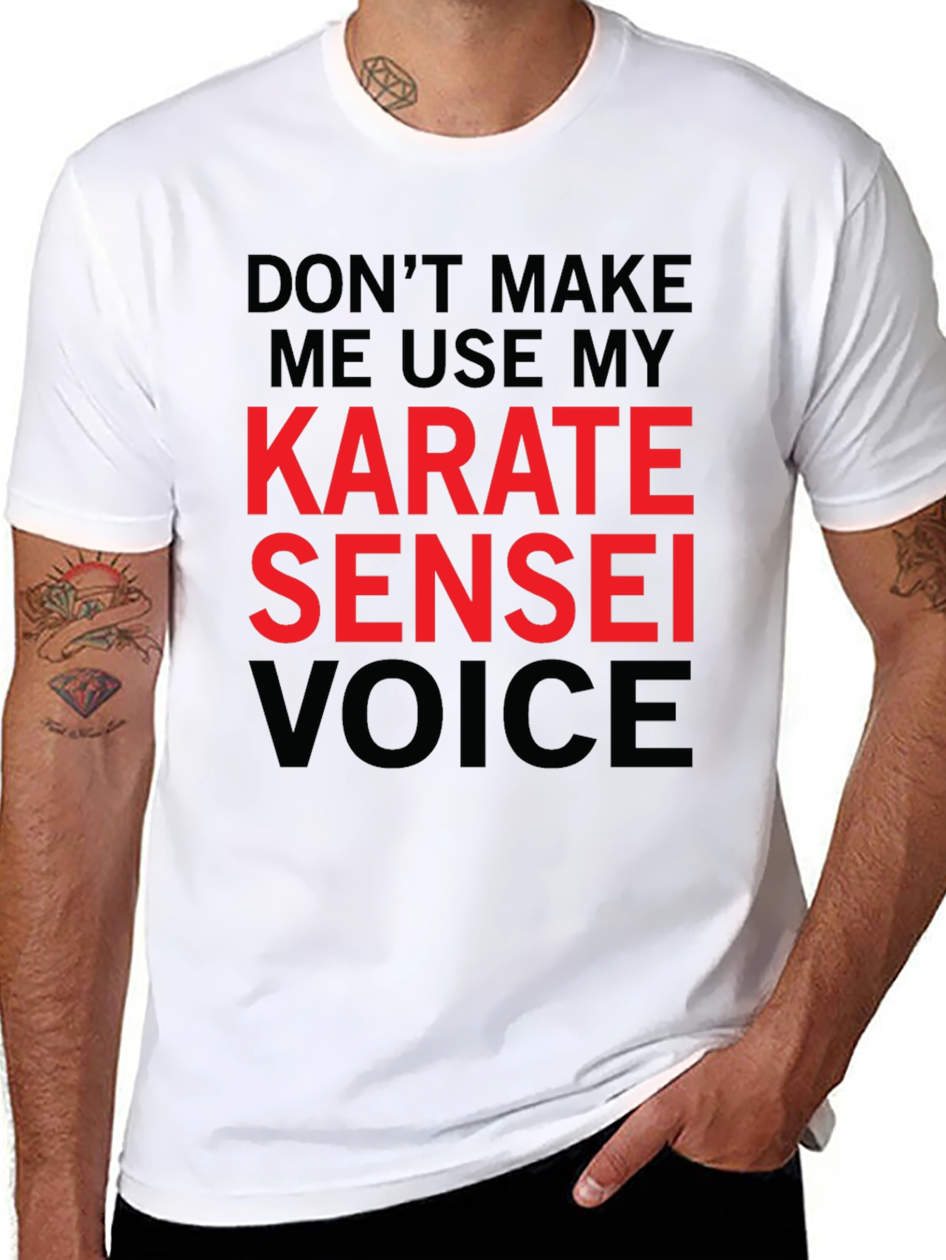 Black Karate Sensei Voice T-Shirt Funny Martial Arts Tee view 8