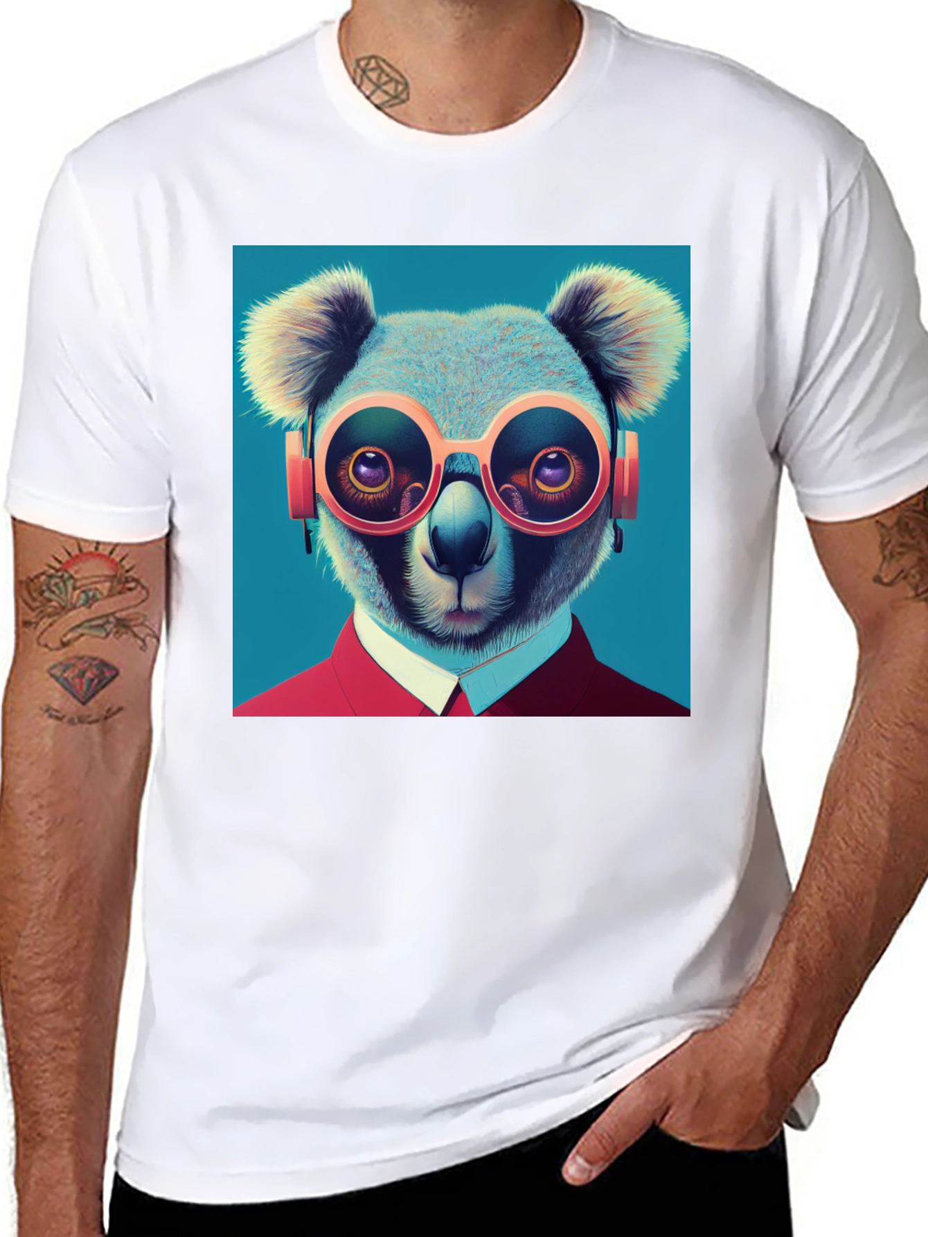 Black Koala in Specs Graphic Tee - Unique Animal Design view 8