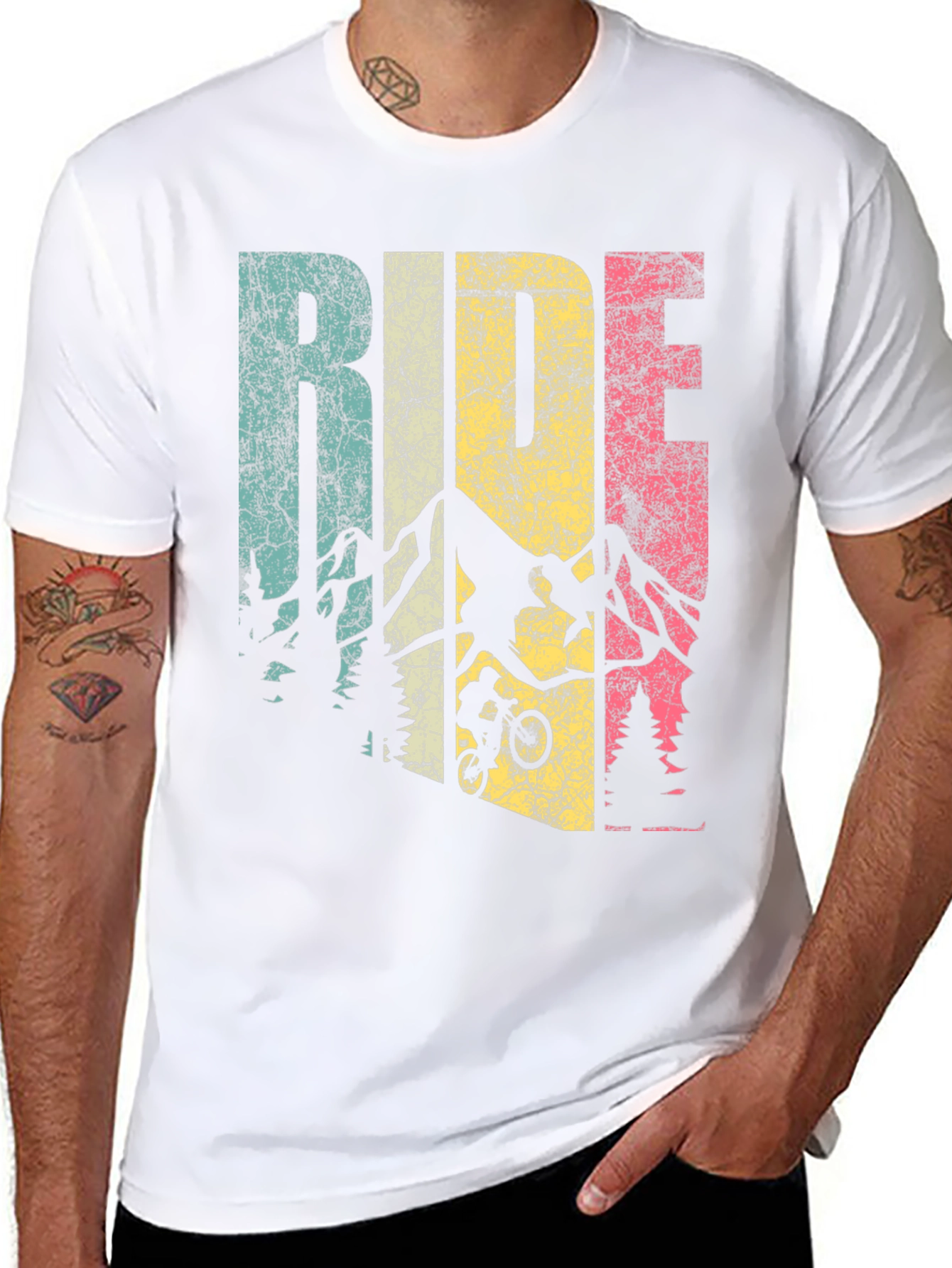 Black Retro Ride Mountain Bike Graphic Tee view 8