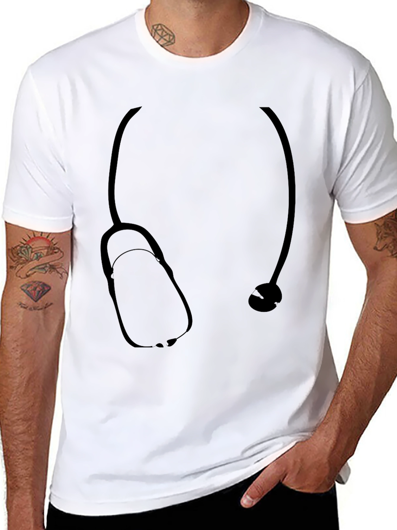 Black Stethoscope Graphic Tee - Medical Professional Apparel view 8
