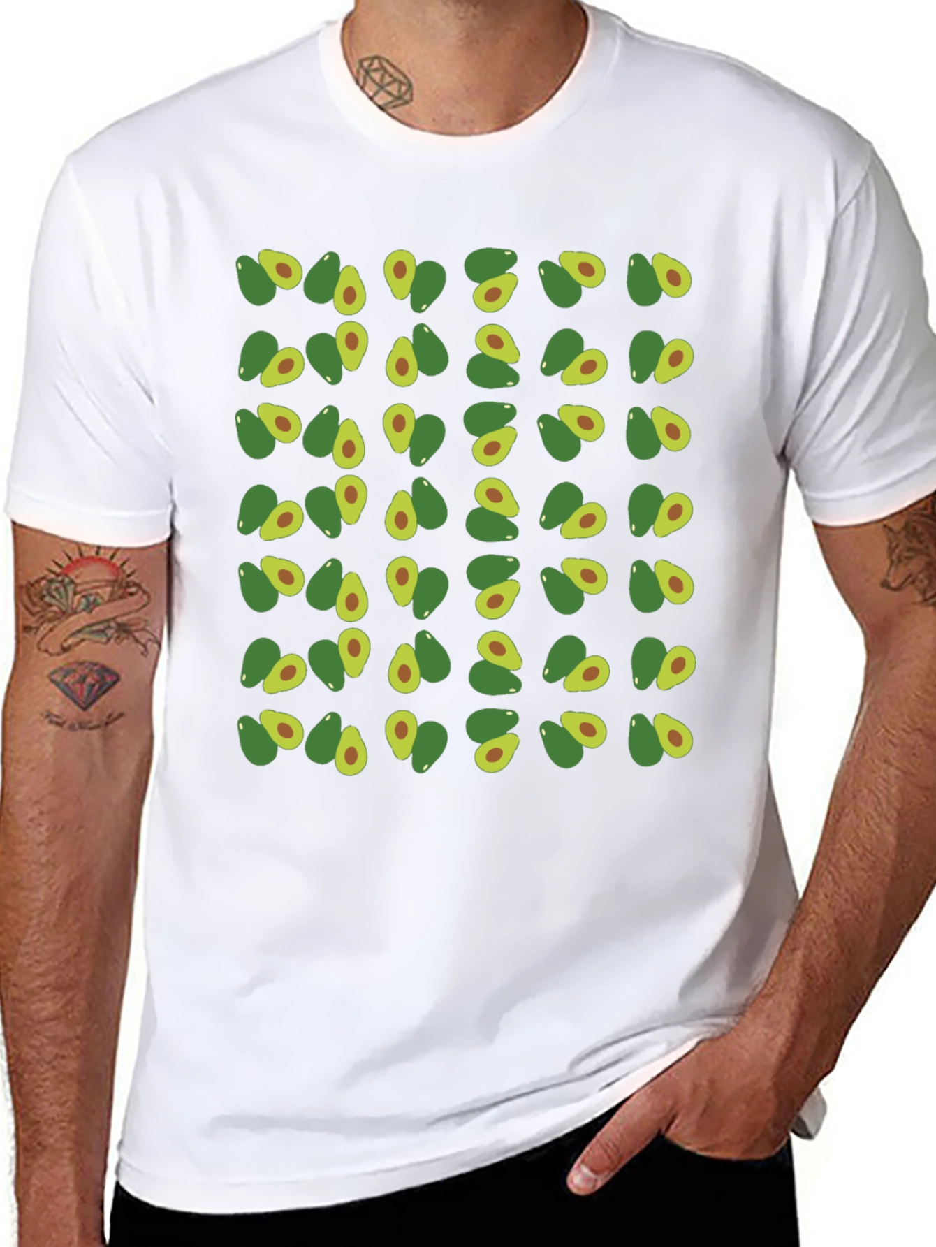 Black Avocado Pattern T-Shirt - Trendy & Comfortable view 8