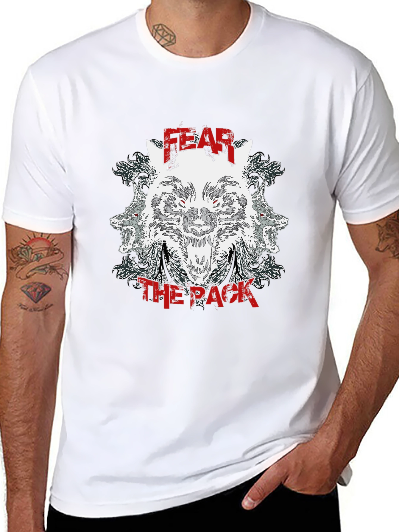 Black Fear The Pack Wolf Graphic T-Shirt view 8