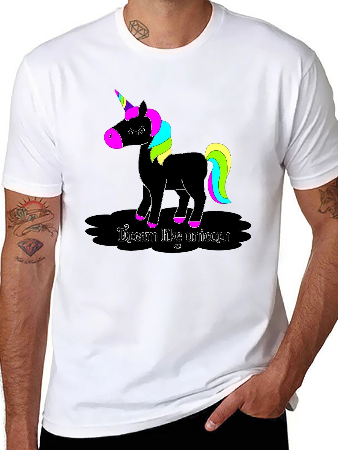 Black Dream Like Unicorn Black T-Shirt view 8