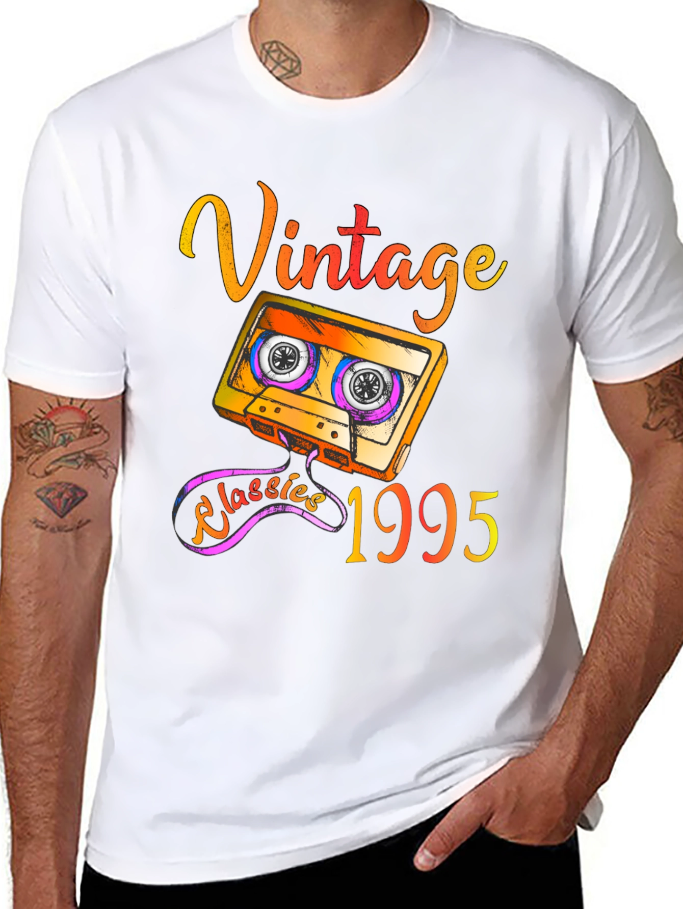 Black Vintage 1995 Cassette Tape T-Shirt - Retro Classics view 8