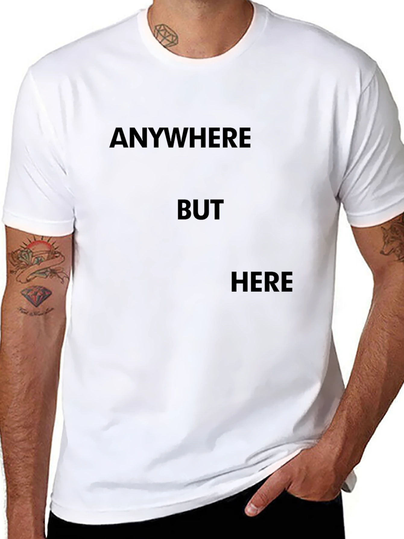 Black Anywhere But Here Graphic Tee - Black Cotton Blend view 8