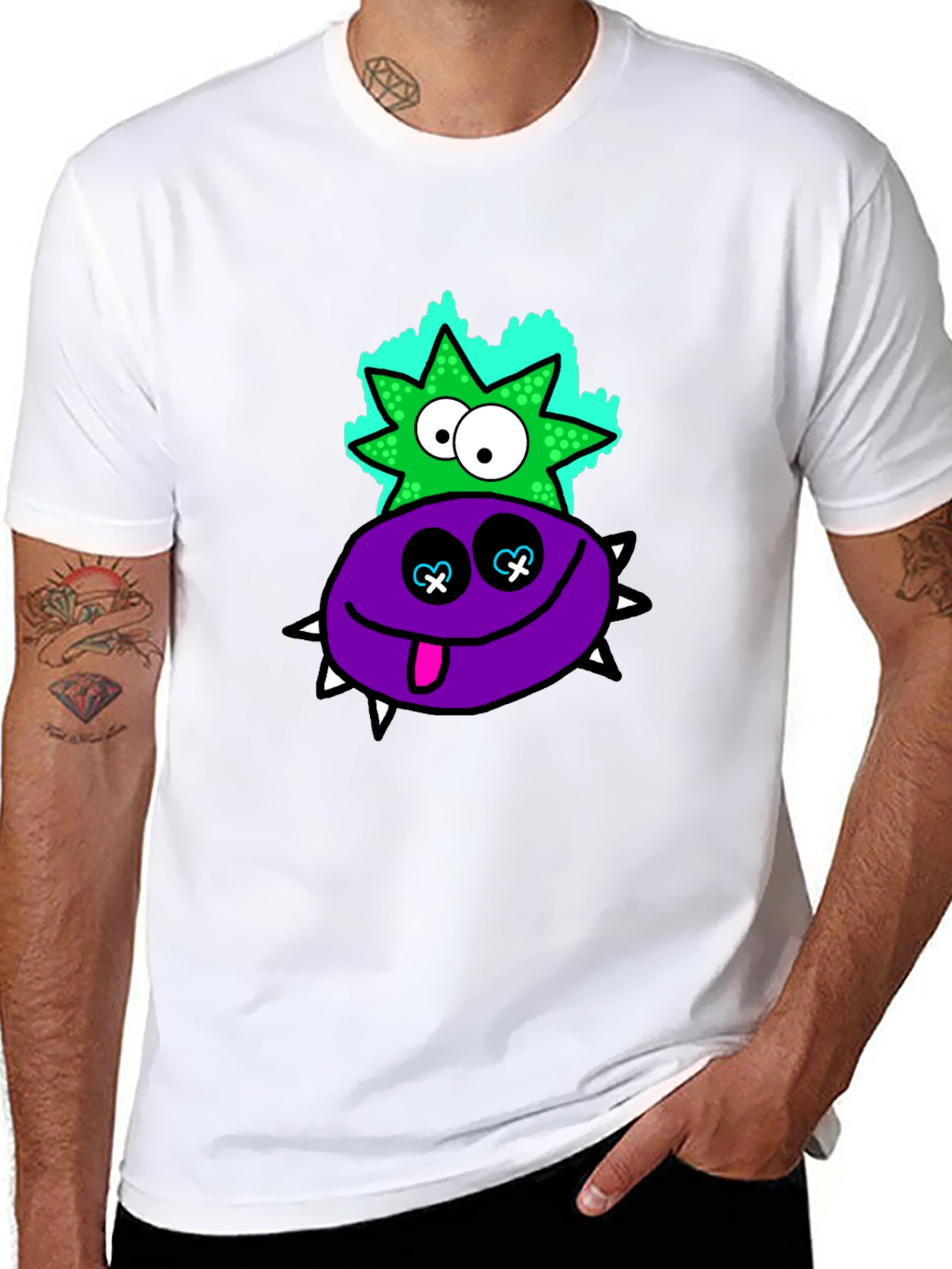 Black Fun Cartoon Graphic Print Black T-Shirt view 8