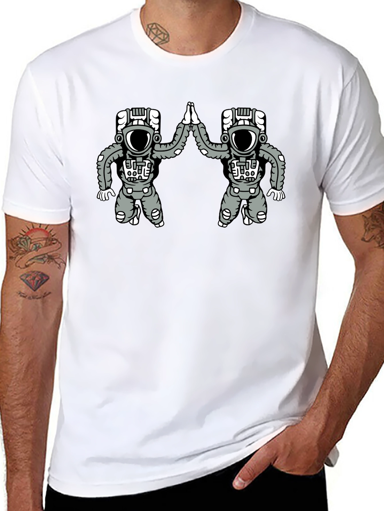 Black Astronaut High-Five Black T-Shirt view 8