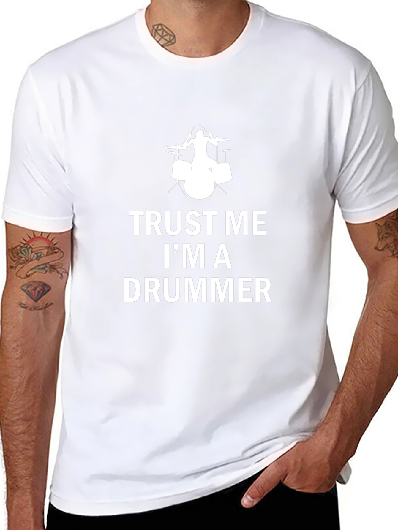 Black Trust Me I'm A Drummer Black T-Shirt view 8