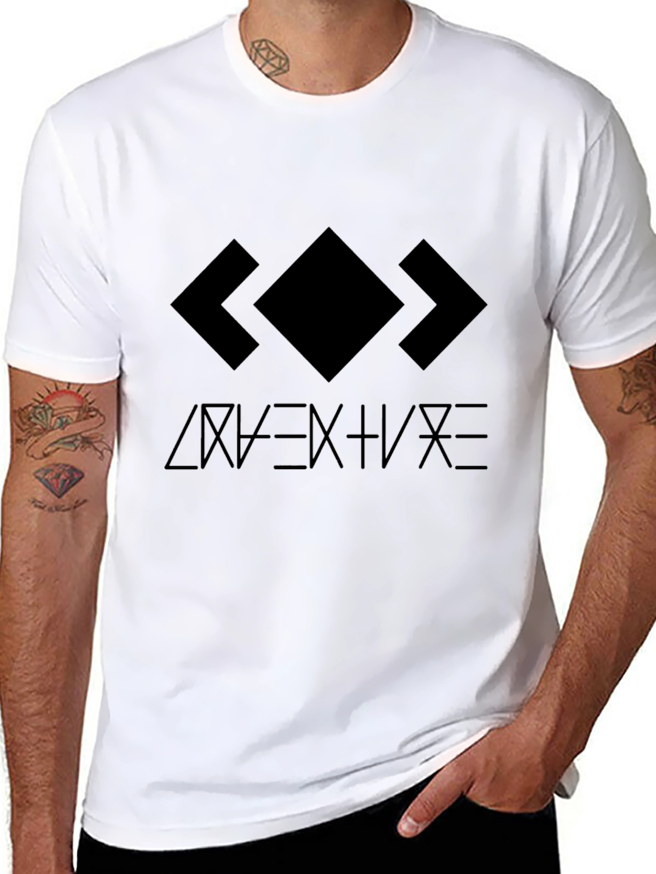 Abstract Graphic Print Black T-Shirt - 8