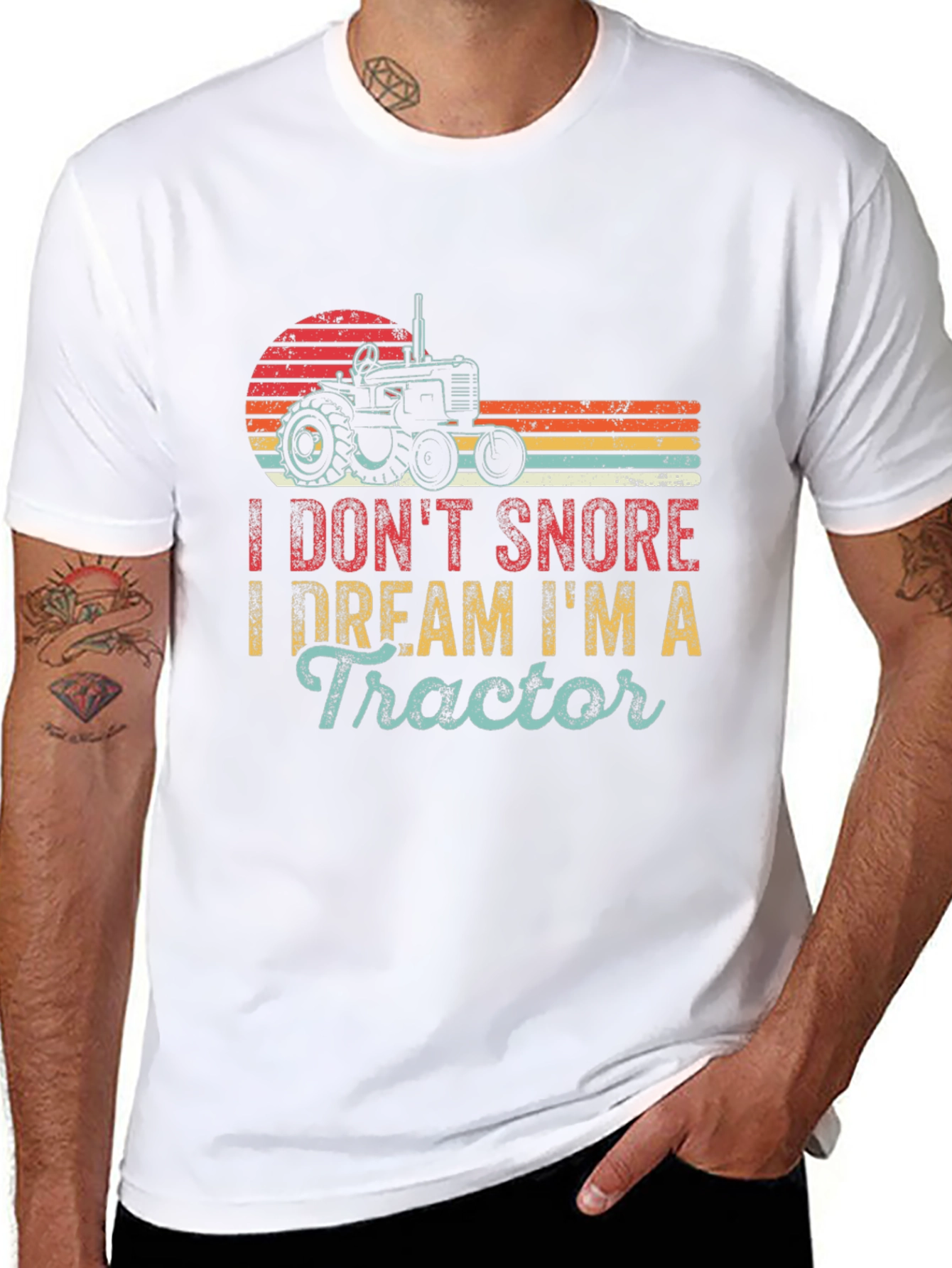 Black I Don't Snore I Dream I'm A Tractor Graphic Tee view 8