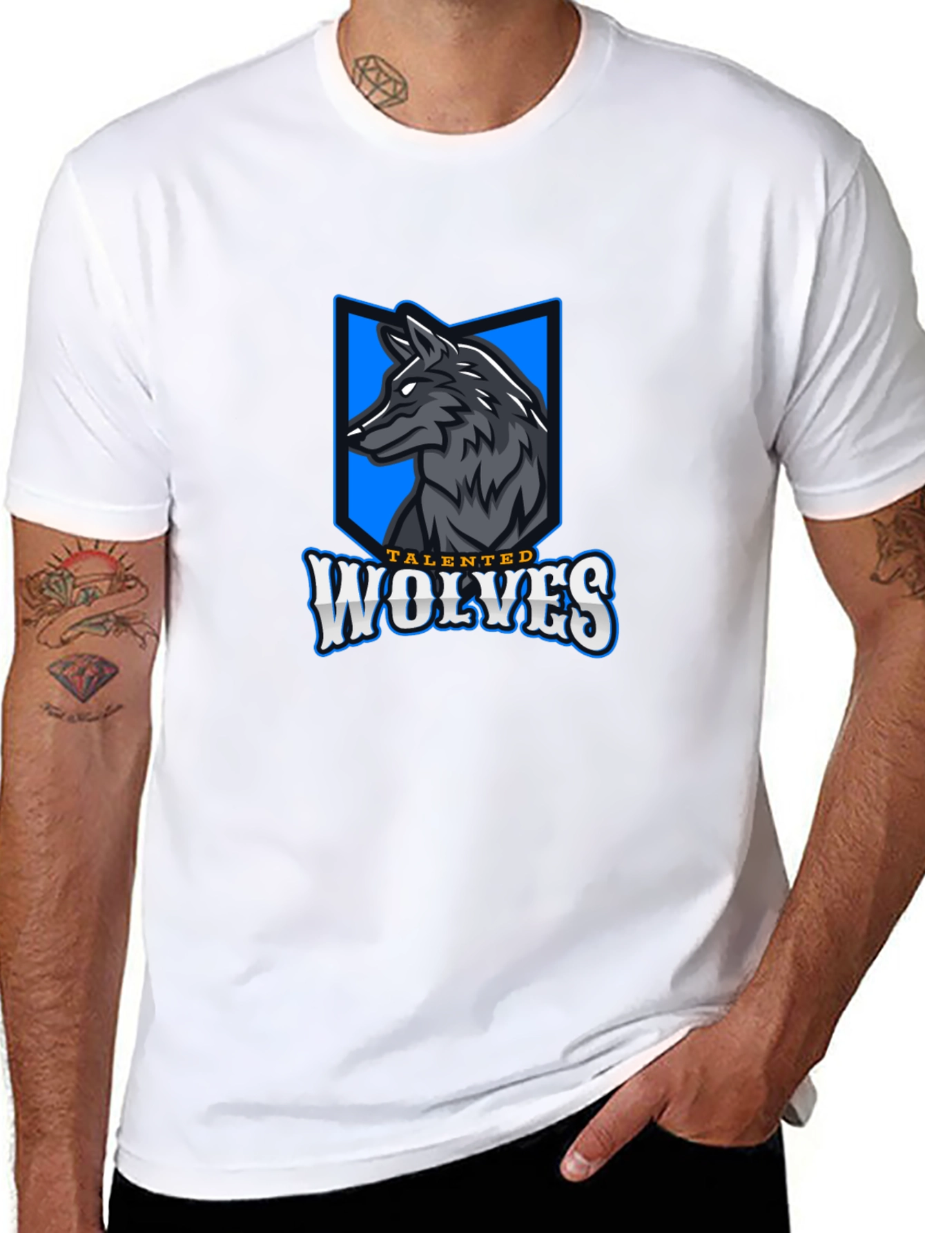 Black Talented Wolves Graphic Print Black T-Shirt view 8