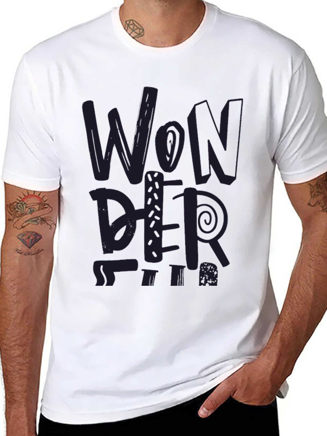 Black Wonder Graphic Tee - Trendy Print view 8
