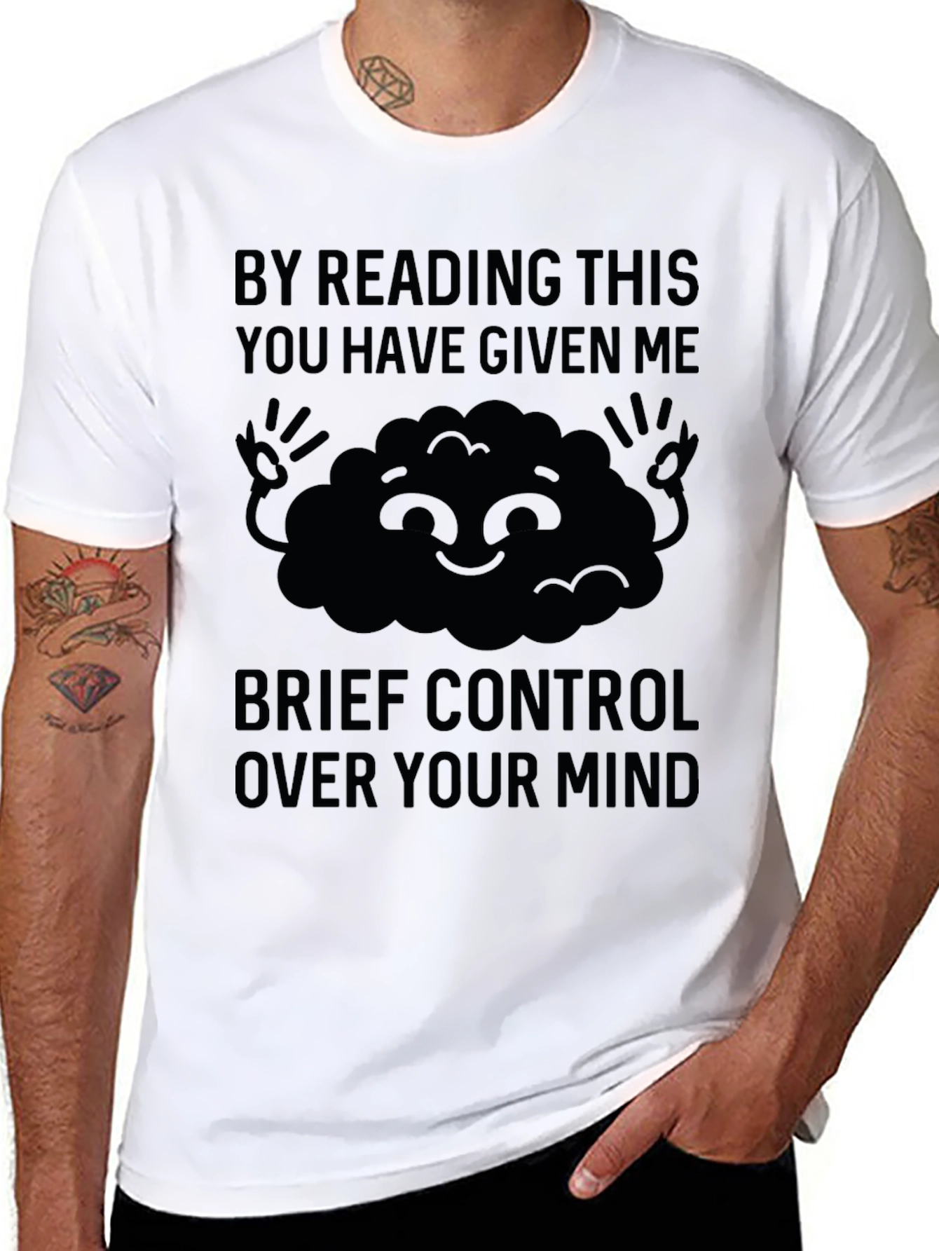 Black Mind Control Graphic Tee - Funny Reading Shirt view 8