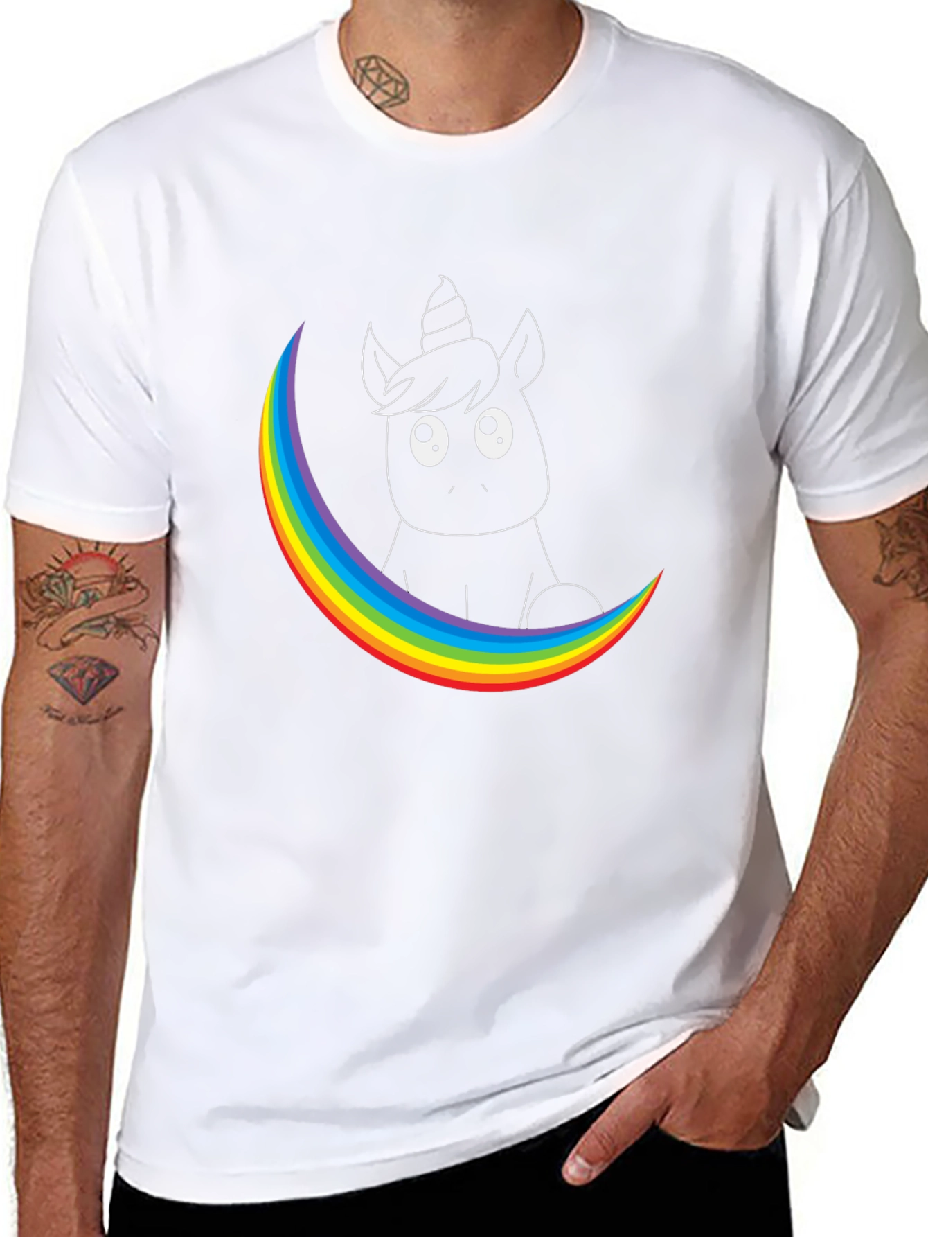 Black Unicorn Rainbow T-Shirt - Graphic Tee view 8