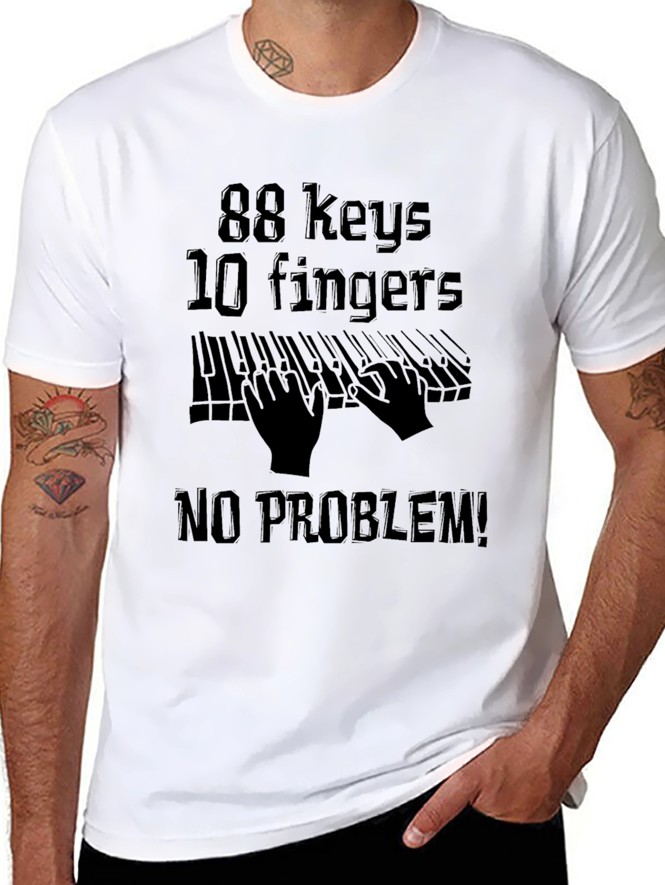 Black 88 Keys 10 Fingers No Problem Black T-Shirt view 8