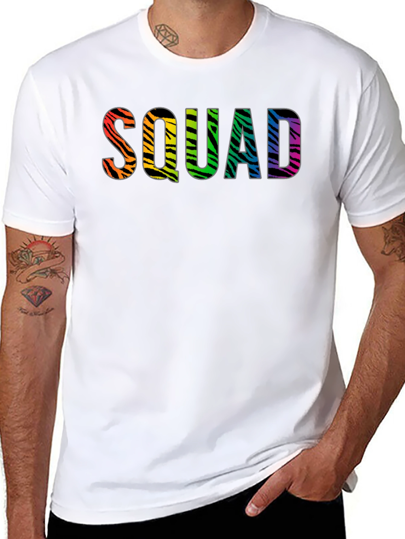 Black Squad Zebra Rainbow Graphic Tee view 8