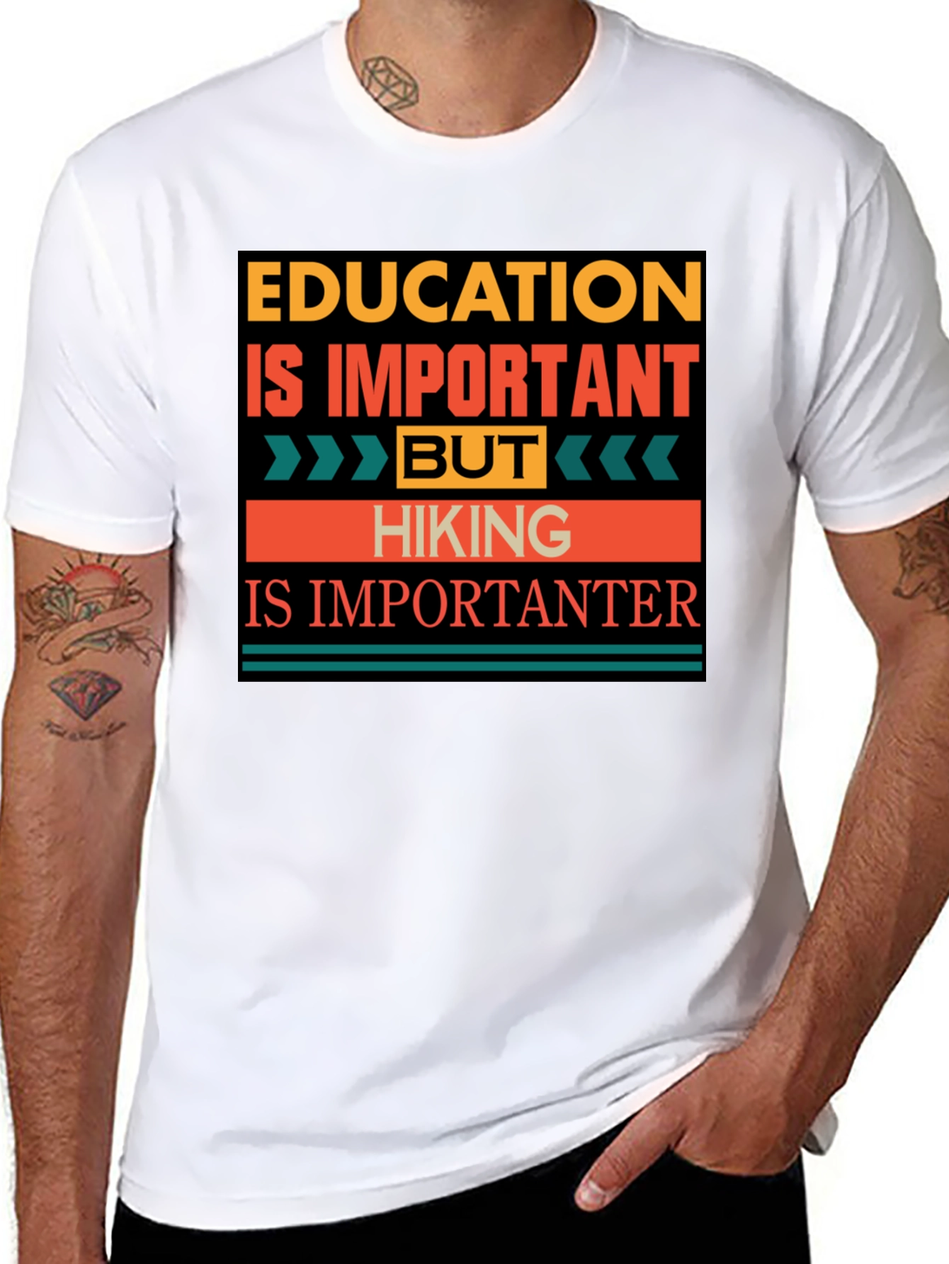 Black Education vs. Hiking Graphic Tee - Hiking is Importanter! view 8