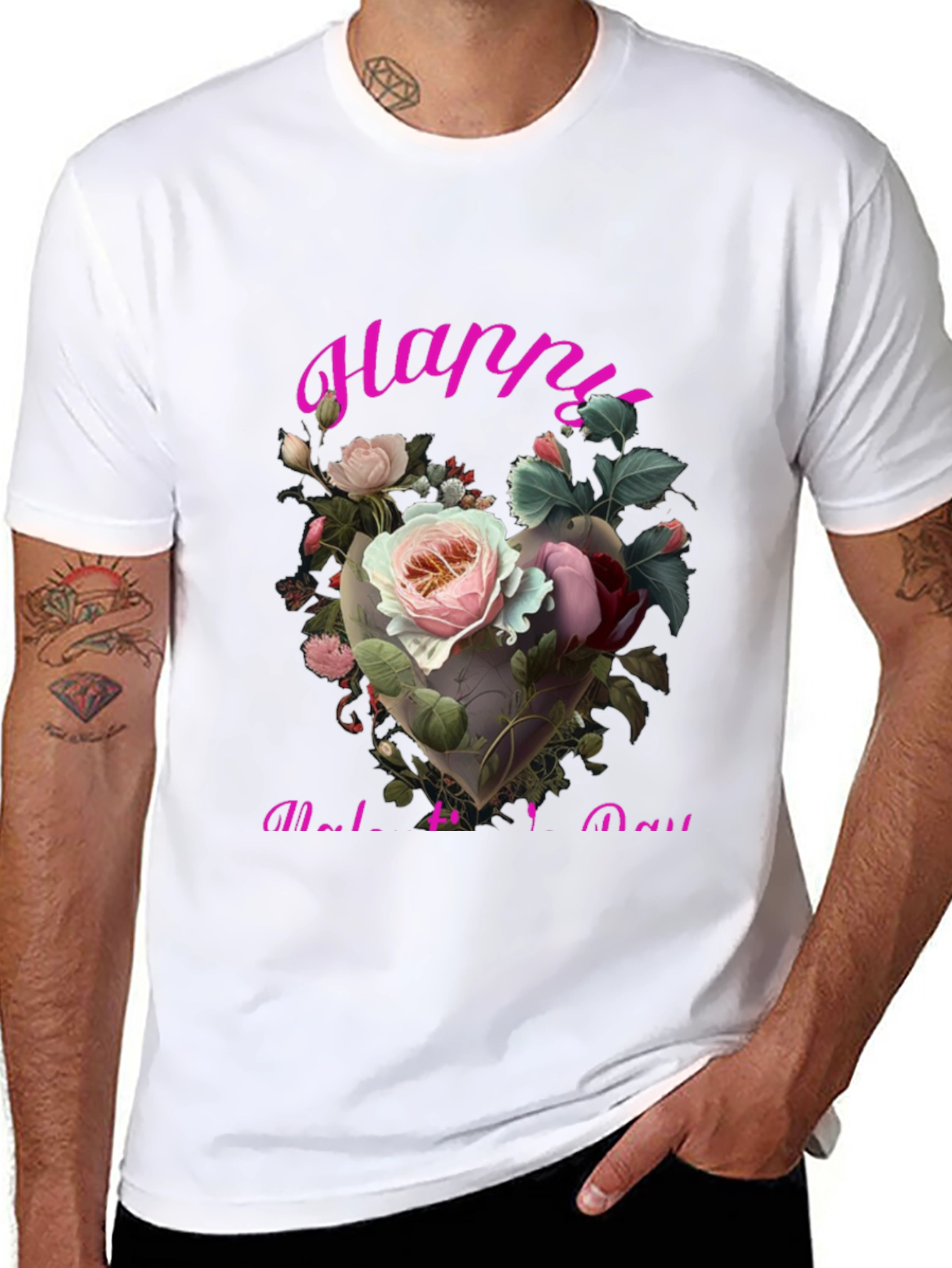Black Floral Heart Happy Mother's Day T-Shirt view 8