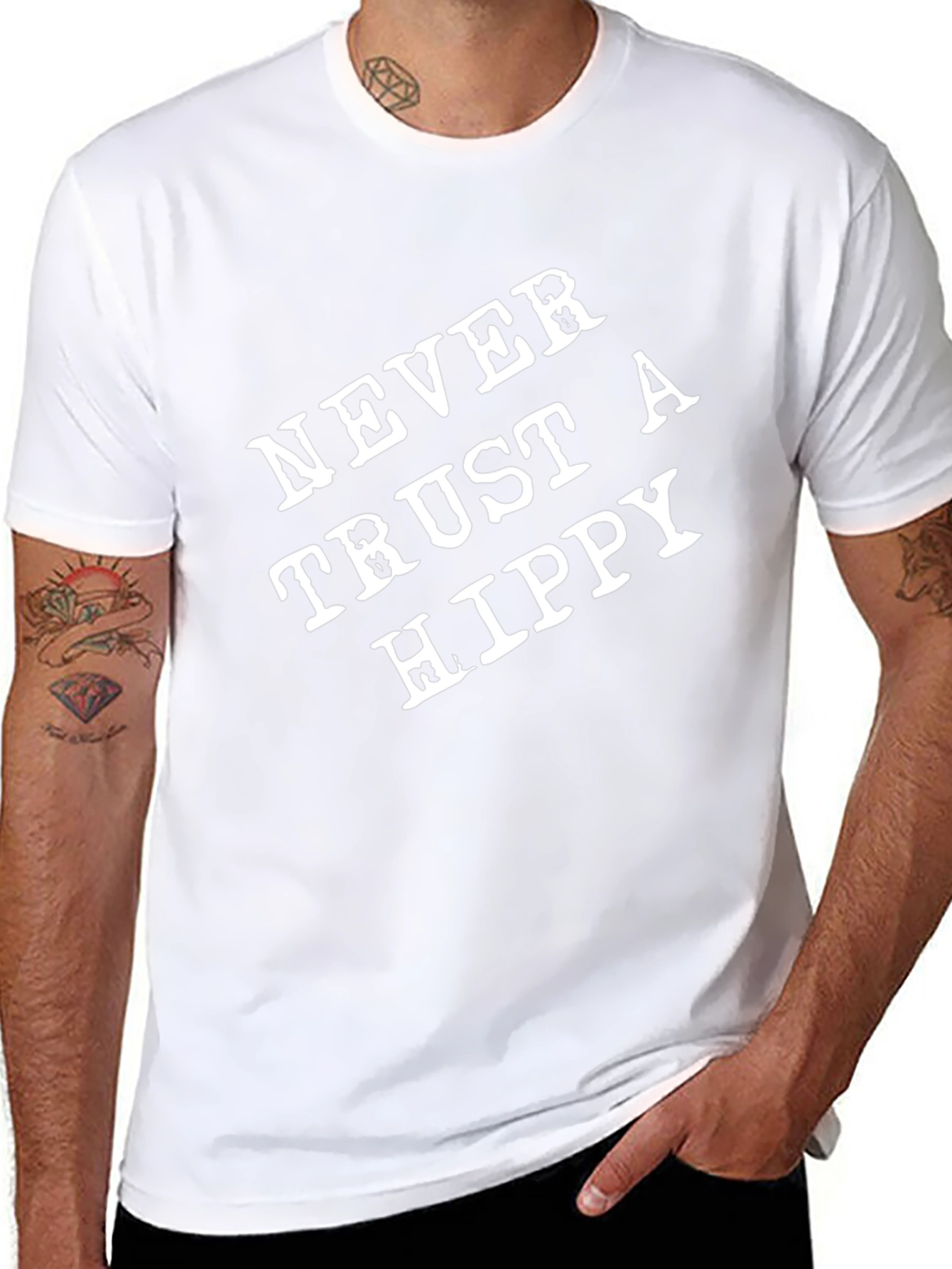 Black Never Trust A Hippy Graphic T-Shirt view 8